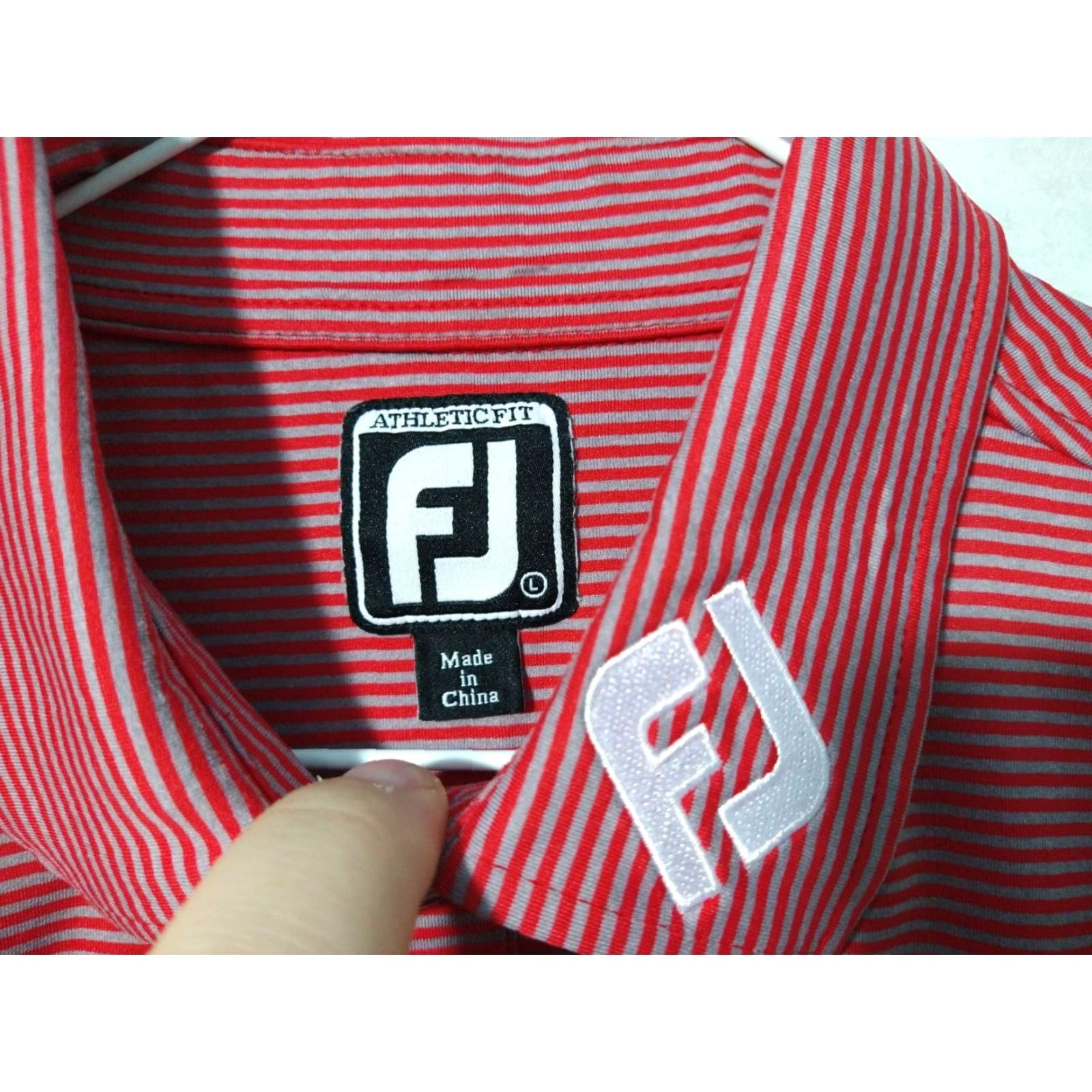 Footjoy FootJoy Polo Shirt Mens Large Gray Striped Performance Golf Athletic Fit Size US L / EU 52-54 / 3 - 6 Thumbnail