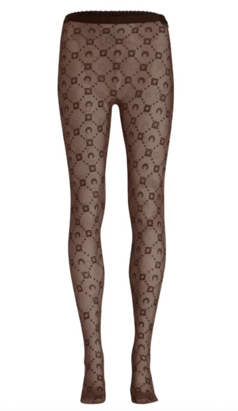Marine Serre Marine Serre Moonogram Mesh Flock Tights — Chocolate (BR50) Size 25" / US 0 / IT 36 - 1 Thumbnail