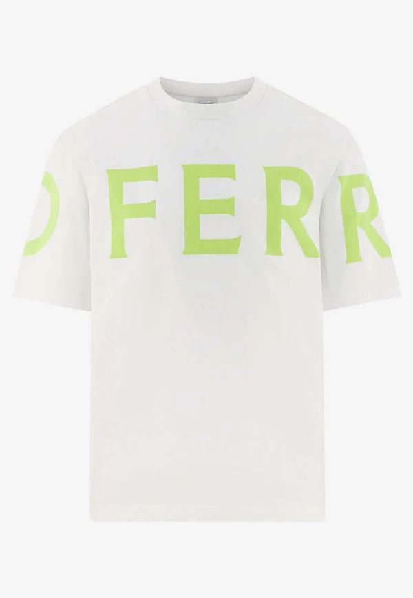 Salvatore Ferragamo o1s1rm0126 Graphic Logo T-Shirt in White/Green Size US XL / EU 56 / 4 - 1 Thumbnail