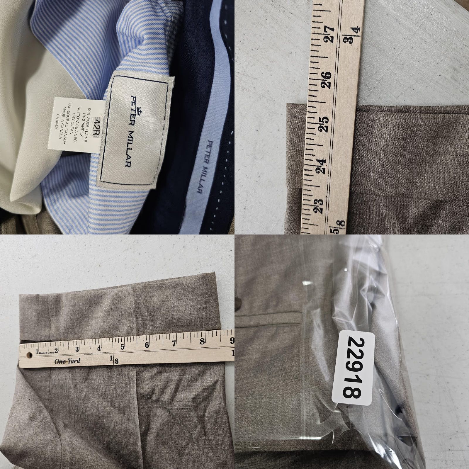 Peter Millar VINTAGE Peter Millar Pants Mens 42R Taupe Wool Blend Dress Trouser Flat Front Classic Browns Mensed Size US 42 / EU 58 - 9 Thumbnail