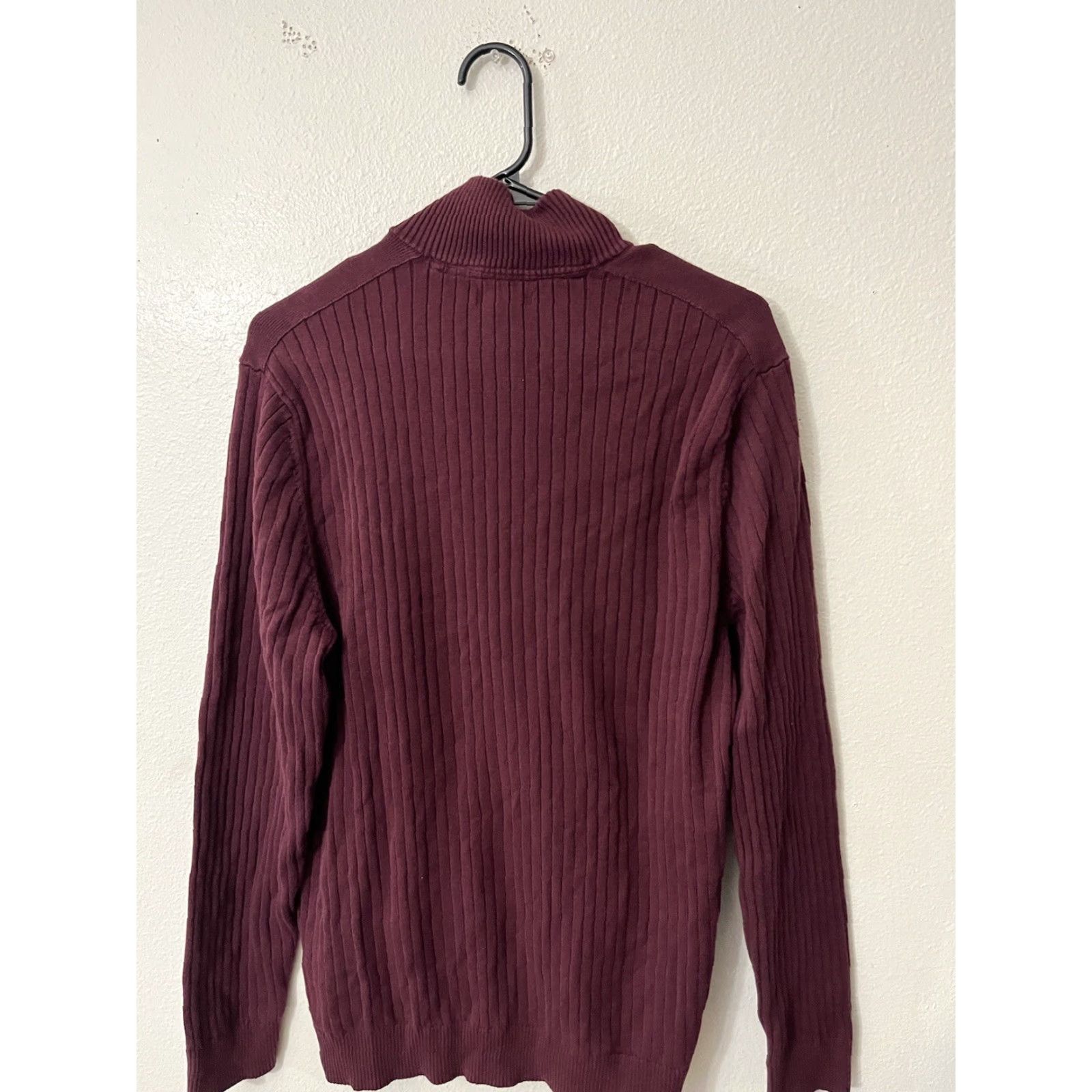 Alfani Alfani Mens Full Zip Sweater Large Burgundy Mock Neck Pockets Duck/Smart Casual Style Mens Only Size US L / EU 52-54 / 3 - 3 Thumbnail