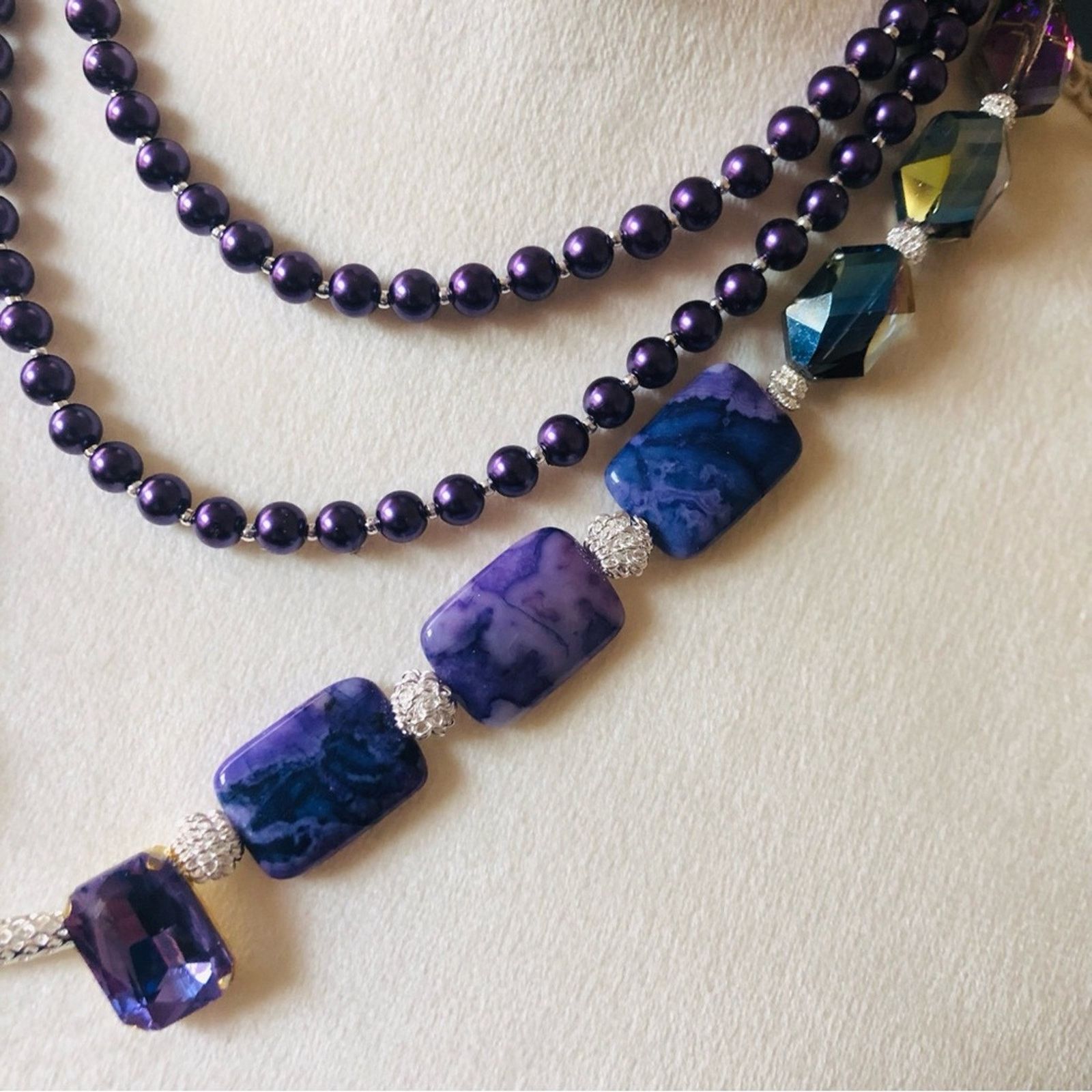 Handmade Handcrafted “purple power” genuine onyx necklace Size ONE SIZE - 10 Thumbnail