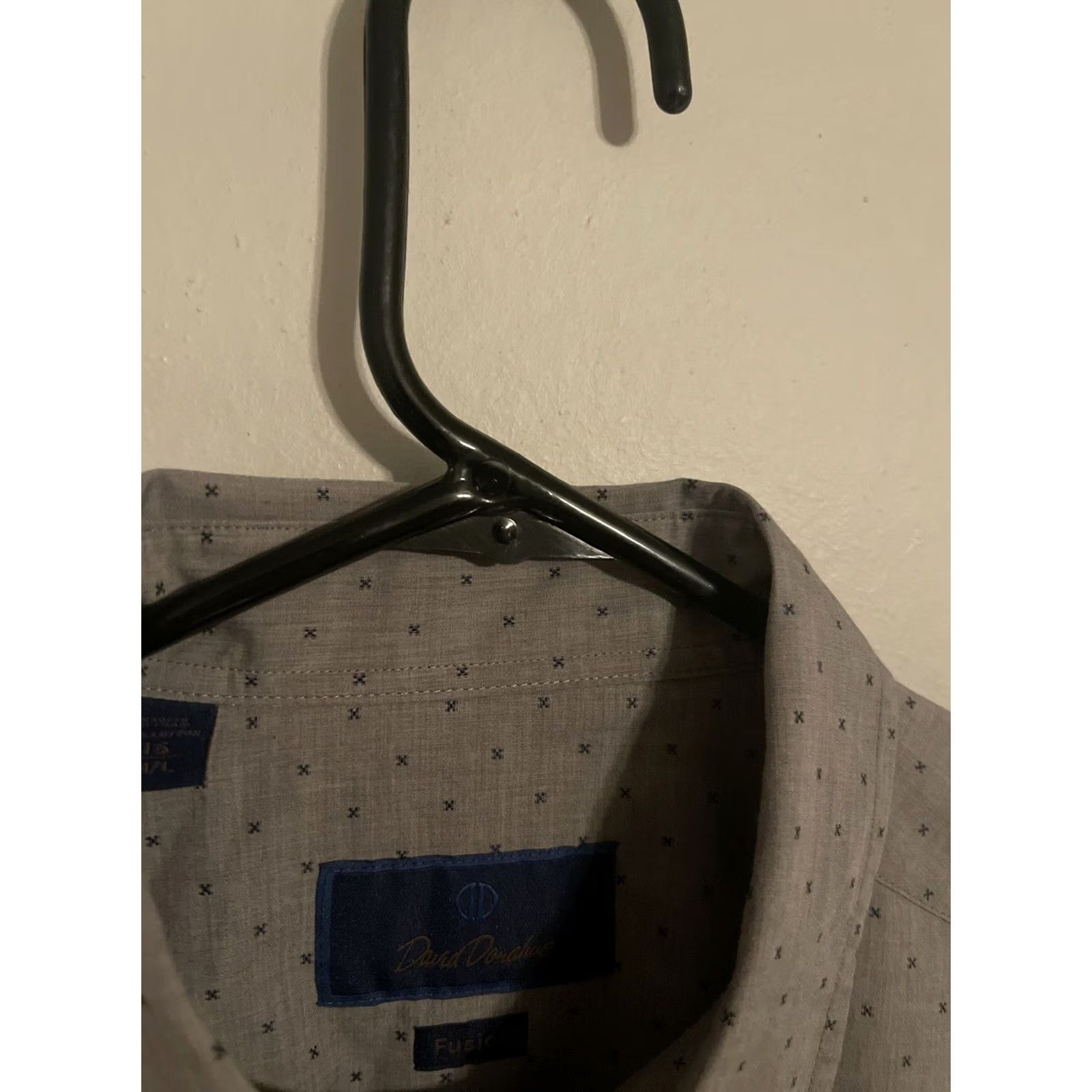 David Donahue David Donahue Dress Shirt Mens 16 Gray Geometric L/S Button Up Size 42R - 4 Thumbnail