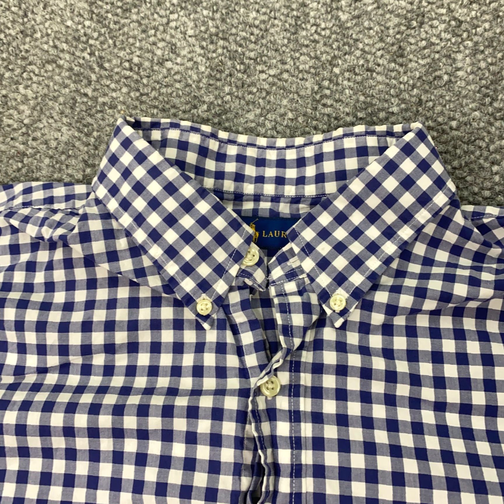 Ralph Lauren VINTAGE Ralph Lauren Classic Fit Shirt XL Blue/White Check Button-Down Short Sleeve Mens Polo Pony 90s Size US XL / EU 56 / 4 - 2 Thumbnail