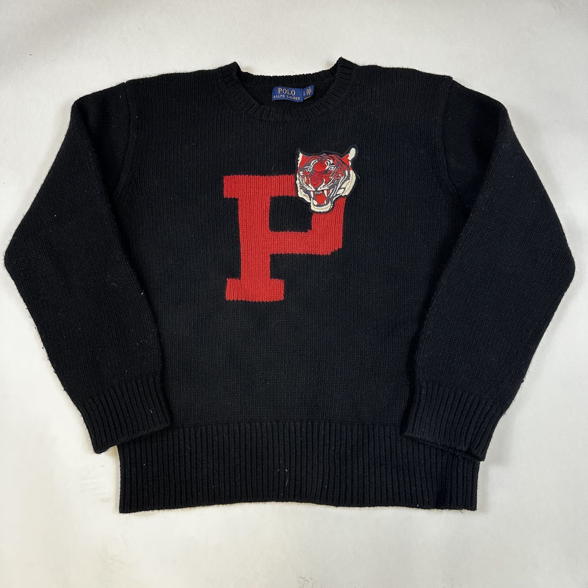 Polo Ralph Lauren Polo Ralph Lauren Black Wool Knit Sweater W/ Red P & Tiger P Size US L / EU 52-54 / 3 - 1 Thumbnail