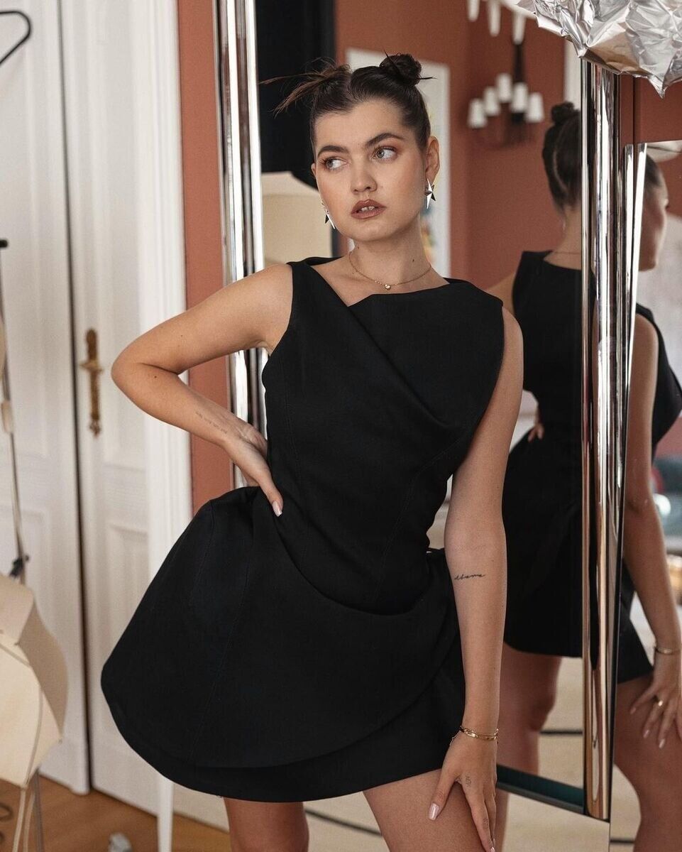 knee length dresses for ladies MUGLER GROMMET-DETAIL MINI VIRGIN WOOL DRESS FR 38 UK 10 US 6 ladies –  Afashionistastore main image 0