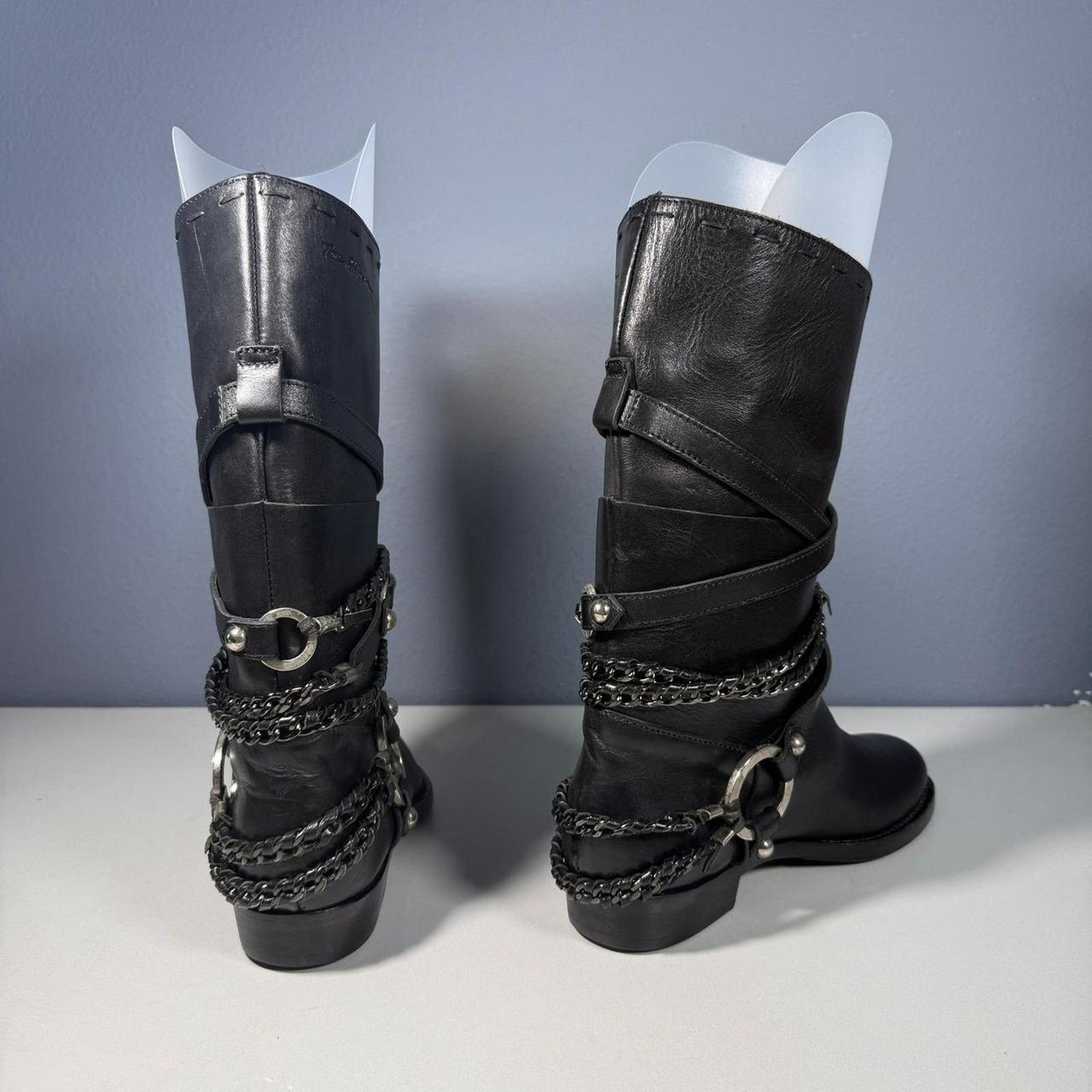 True Religion True Religion Black Leather Harness Chain Boots Size US 7.5 / IT 37.5 - 4 Thumbnail