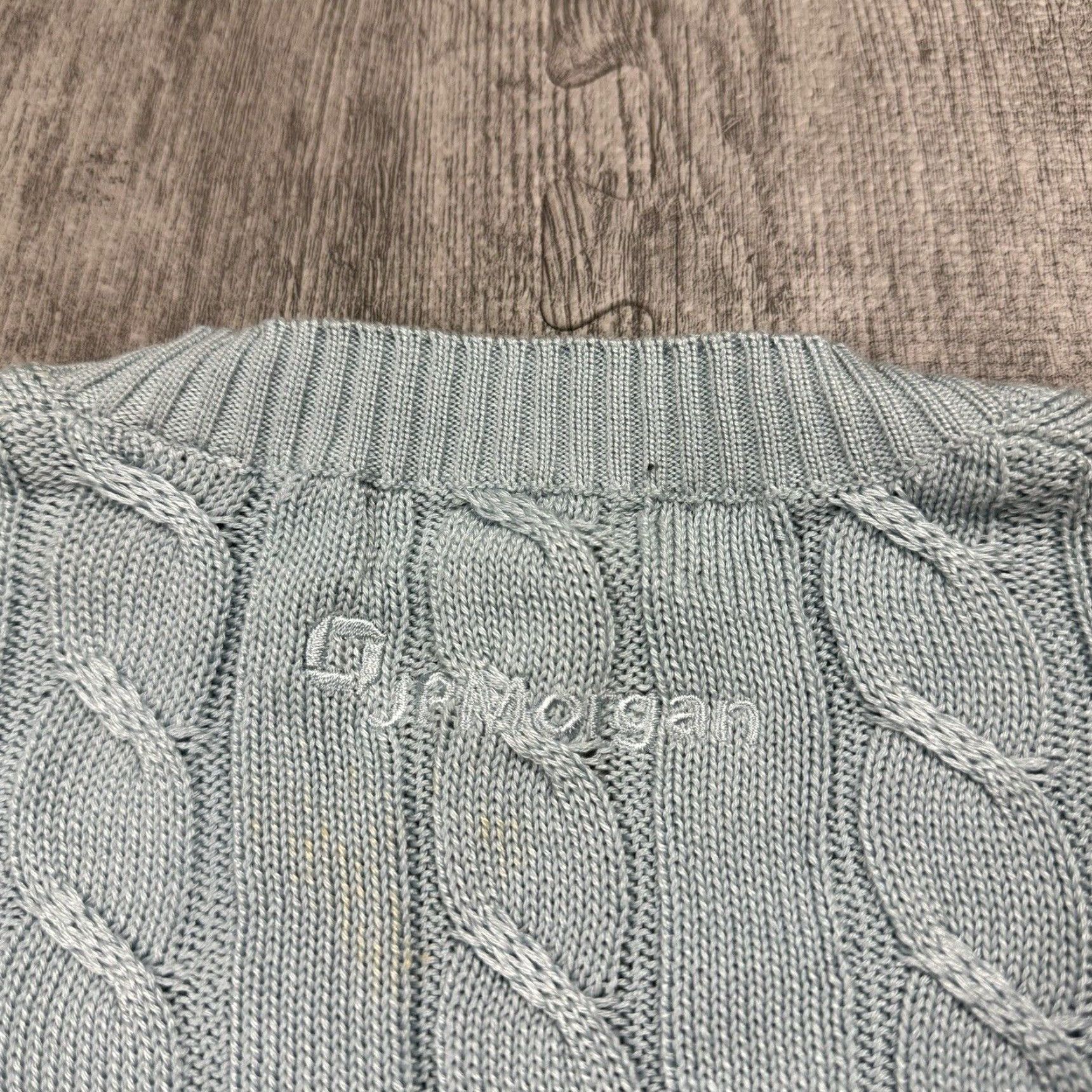 Vintage Bobby Jones Vest Adult L Pastel Blue Cable Knit Cotton Golf Mens Size US L / EU 52-54 / 3 - 5 Thumbnail