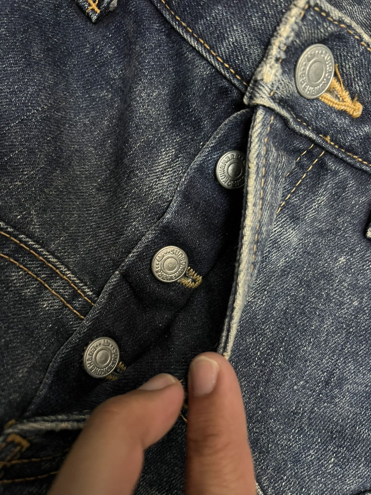 Issey Miyake VINTAGE SUNAOKUWAHARA SELVEDGE DISTRESSED ISSEY MIYAKE JEAN Size US 31 - 16 Thumbnail