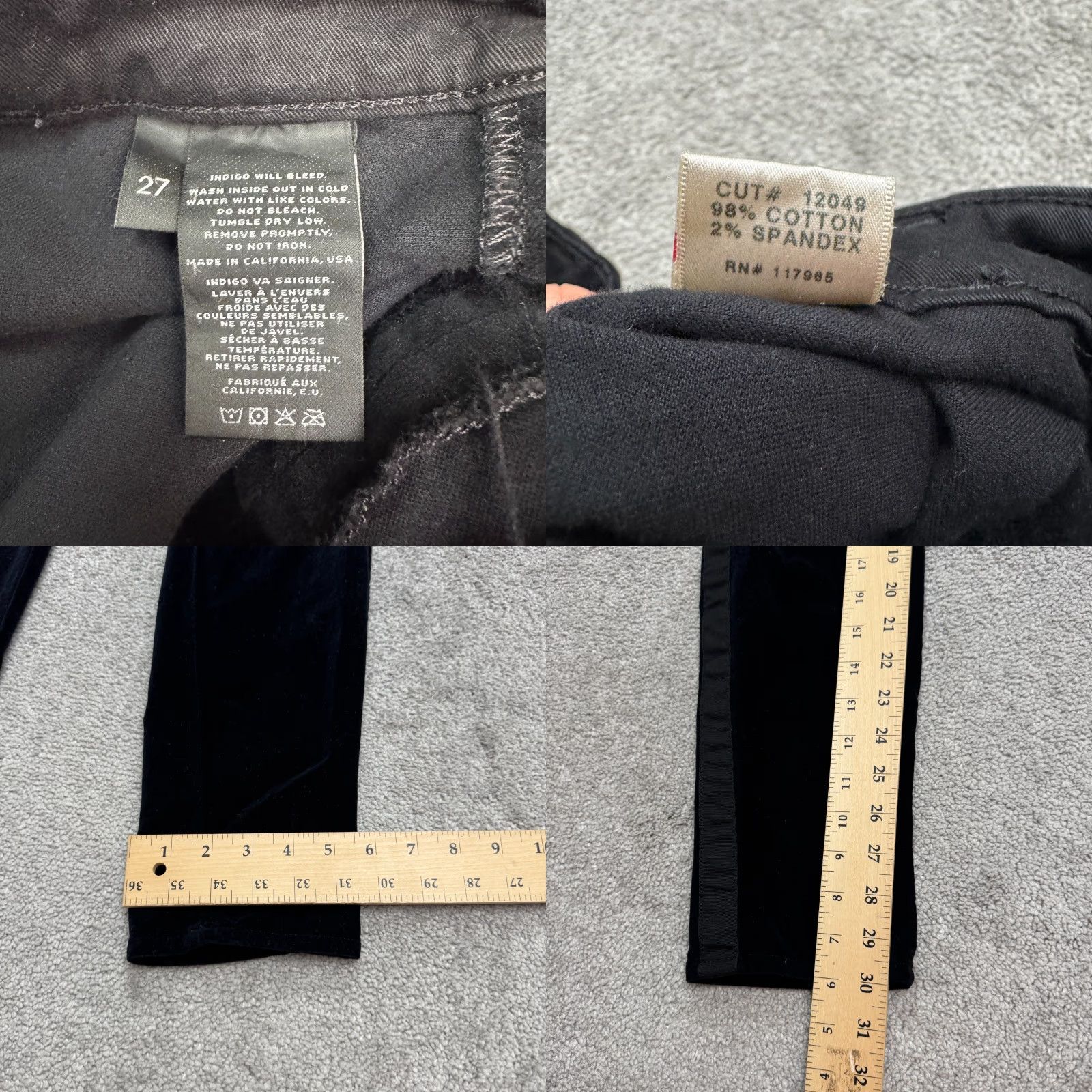 J Brand J Brand Katharine Velvet Tuxedo Striped Trouser Pants Womens 27 Black Mid Rise Size 27" / US 4 / IT 40 - 8 Thumbnail