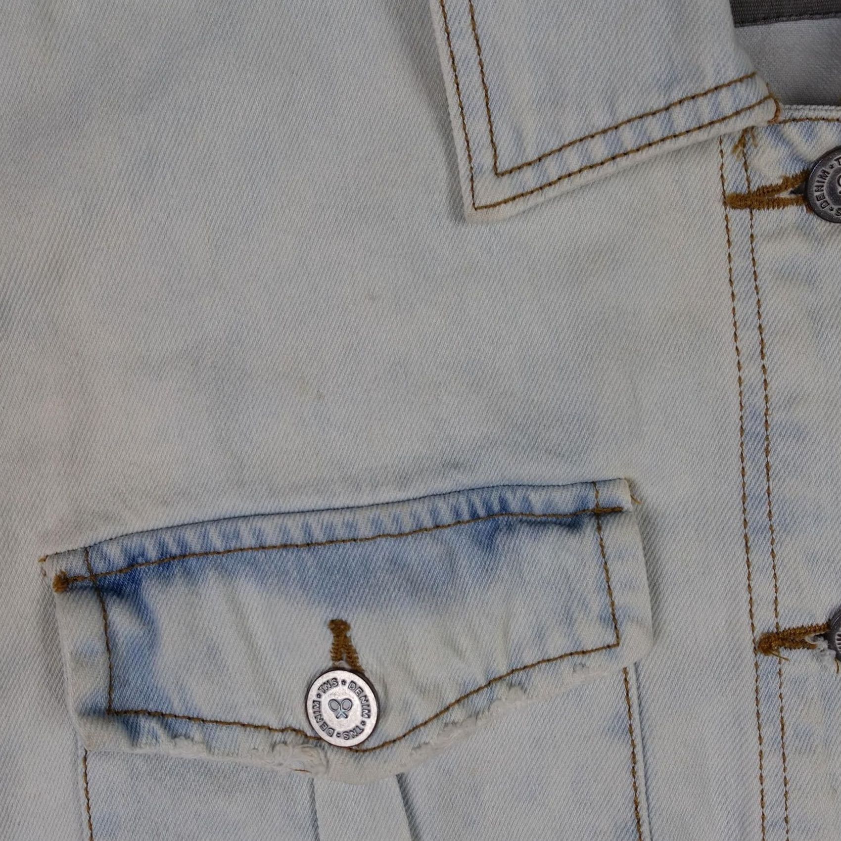 Denime Tennis Jacket Womens Small Blue Denim Button Front Cropped Trucker VTG 90s Size S / US 4 / IT 40 - 6 Thumbnail