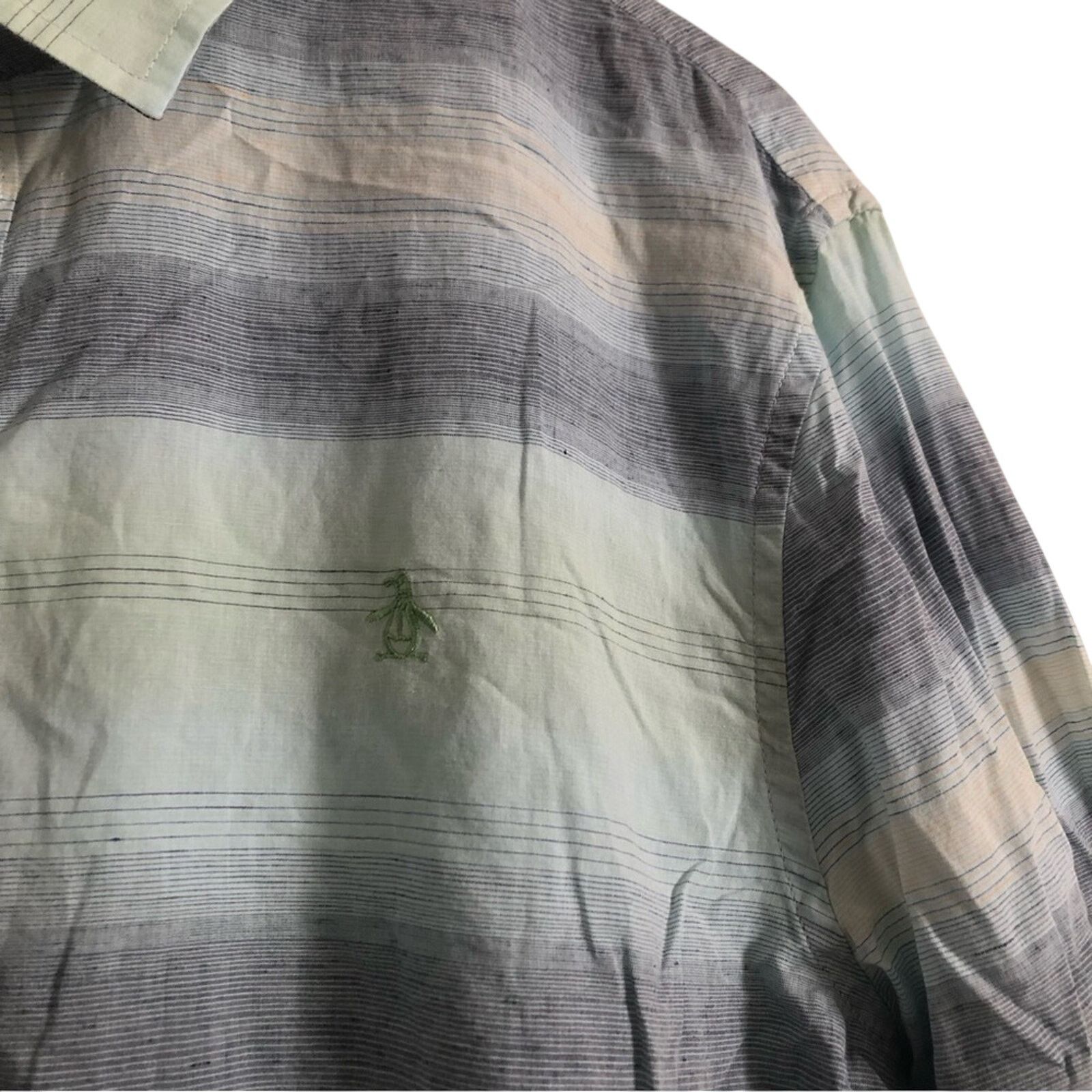 Original Penguin Original Penguin Heritage Slim Fit Blue Button Down Shirt Size US XL / EU 56 / 4 - 2 Thumbnail