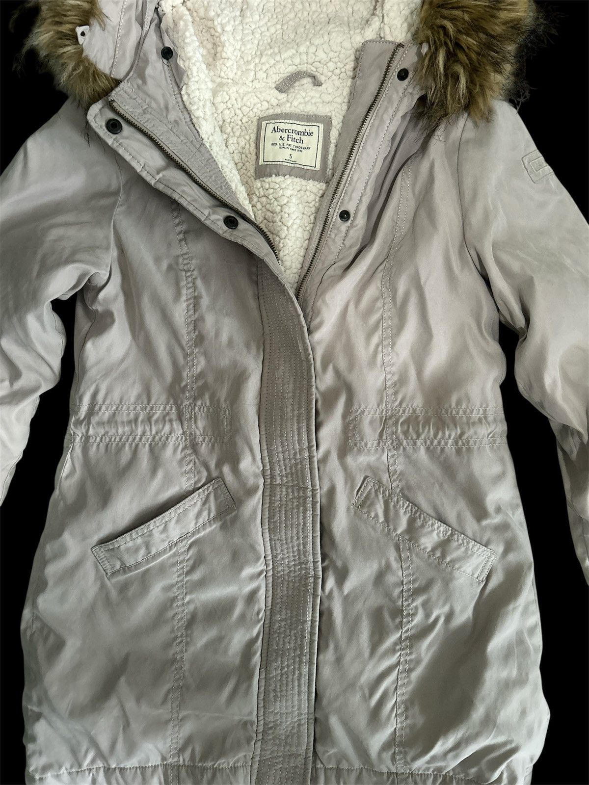 Abercrombie & Fitch Cream Abercrombie & Fitch Parka Size S / US 4 / IT 40 - 2 Thumbnail
