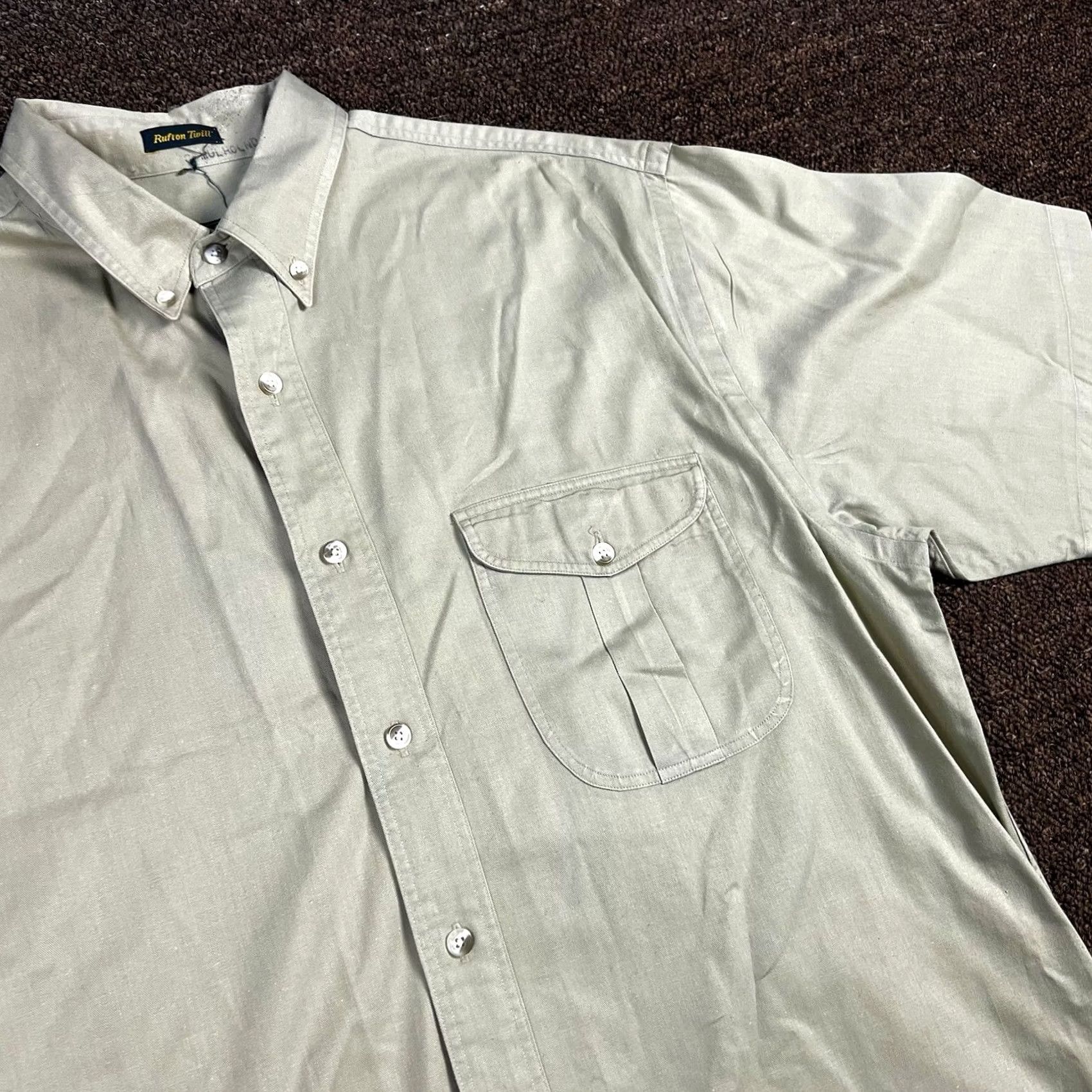 Eddie Bauer VINTAGE Eddie Bauer Shirt Rufton Twill Button Up Mens Large Cotton Tan Hiking 90s Retro Outdoors Mens Size US L / EU 52-54 / 3 - 4 Thumbnail