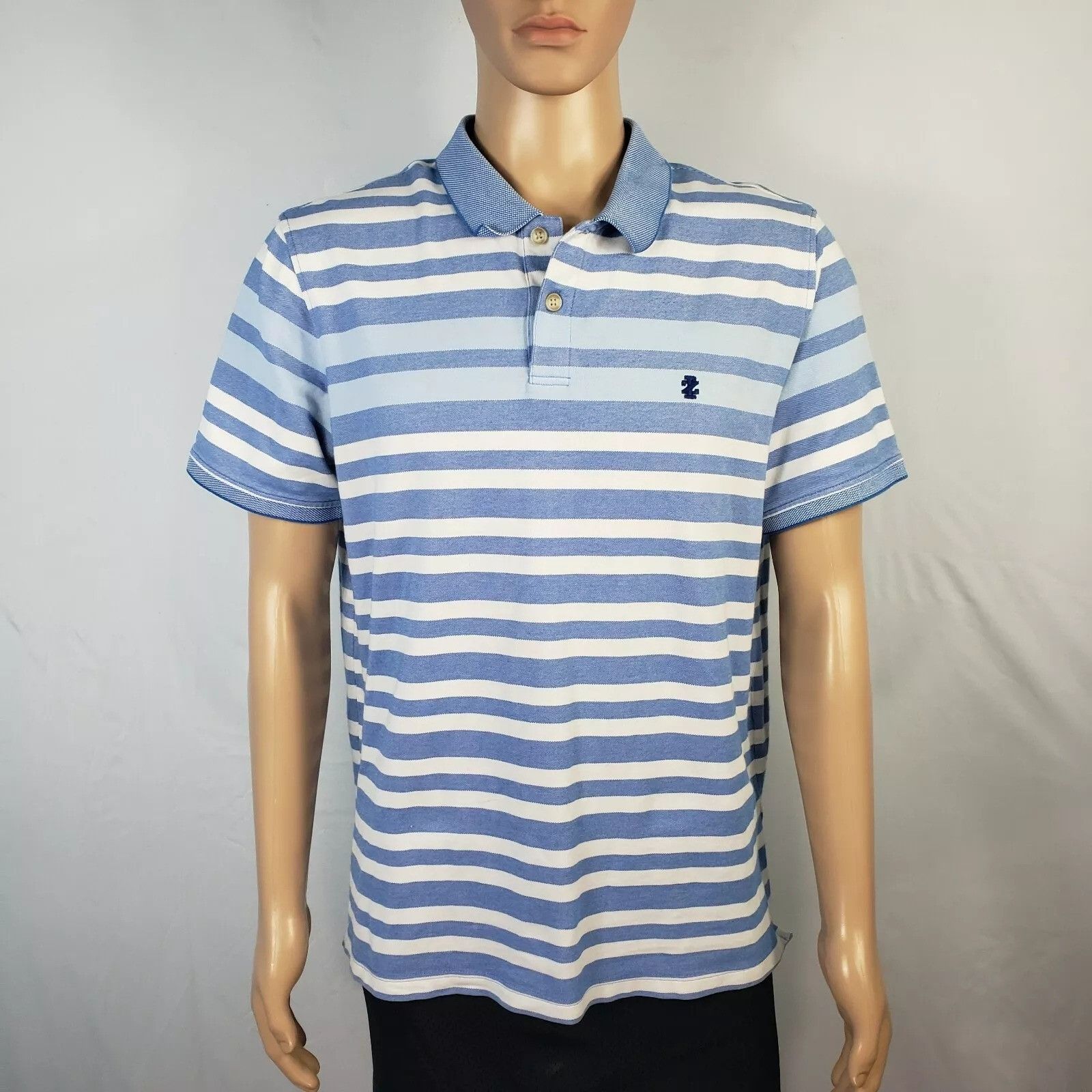 Izod Izod Advanced Performance Mens Blue White Striped Short Slee Size US XXL / EU 58 / 5 - 10 Thumbnail