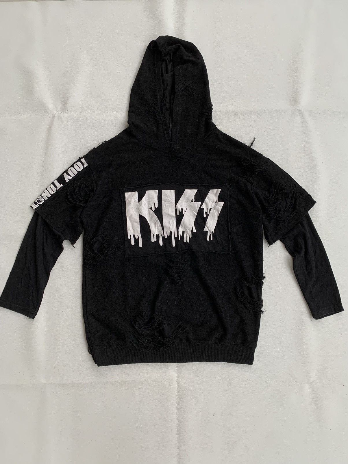 Double layer Y2k destroyed distressed hoodie
