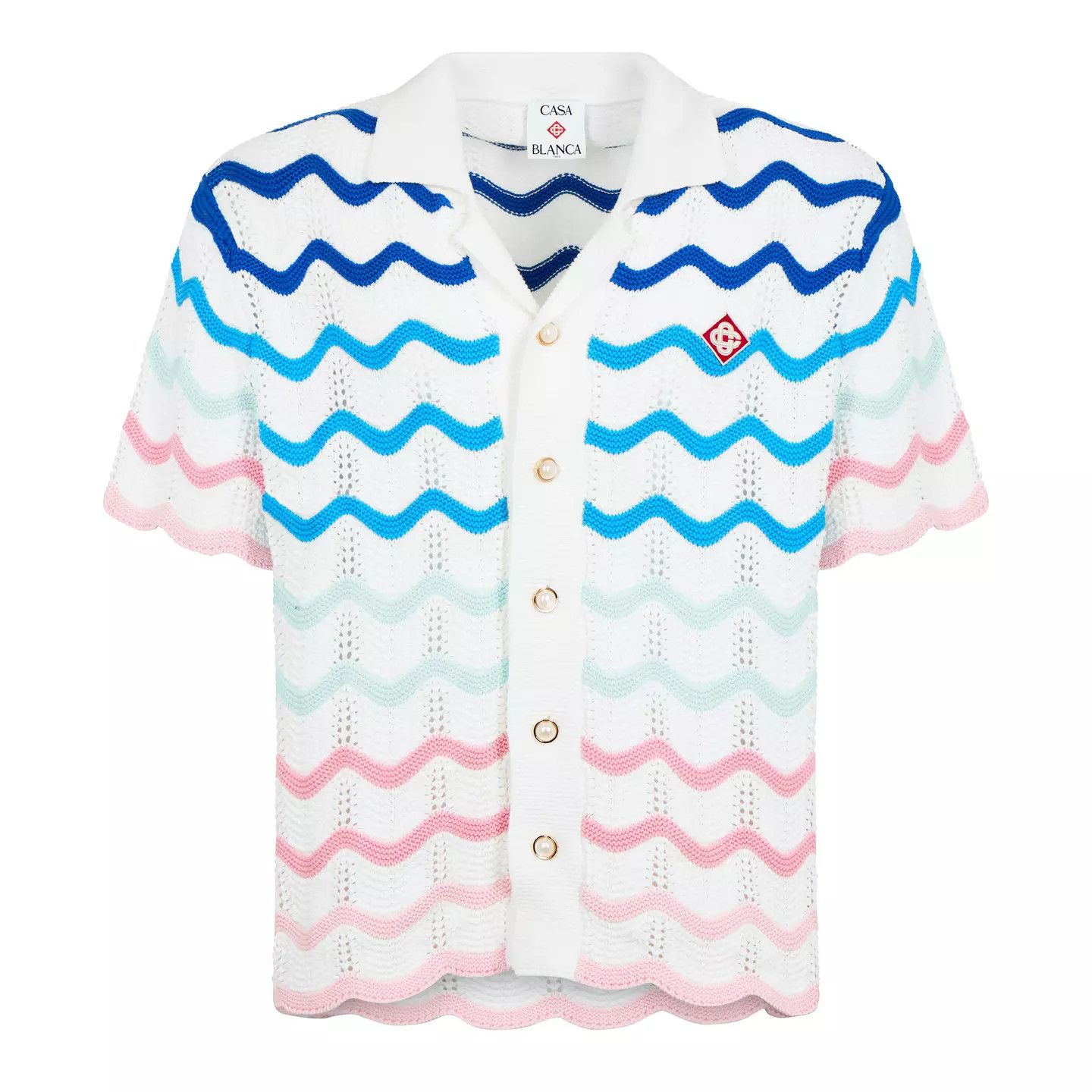 Casablanca o1g2r1mq0426 Gradient Wave Crochet Shirt in Multicolor Size US L / EU 52-54 / 3 - 1 Thumbnail