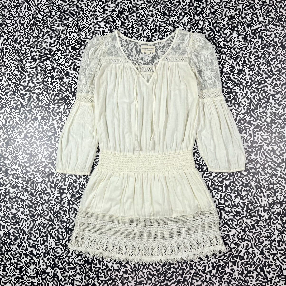 Denim & Supply Ralph Lauren Vintage Y2K Denim & Supple Ralph Lauren Lace Boho Mini Dress Size S / US 4 / IT 40 - 4 Thumbnail