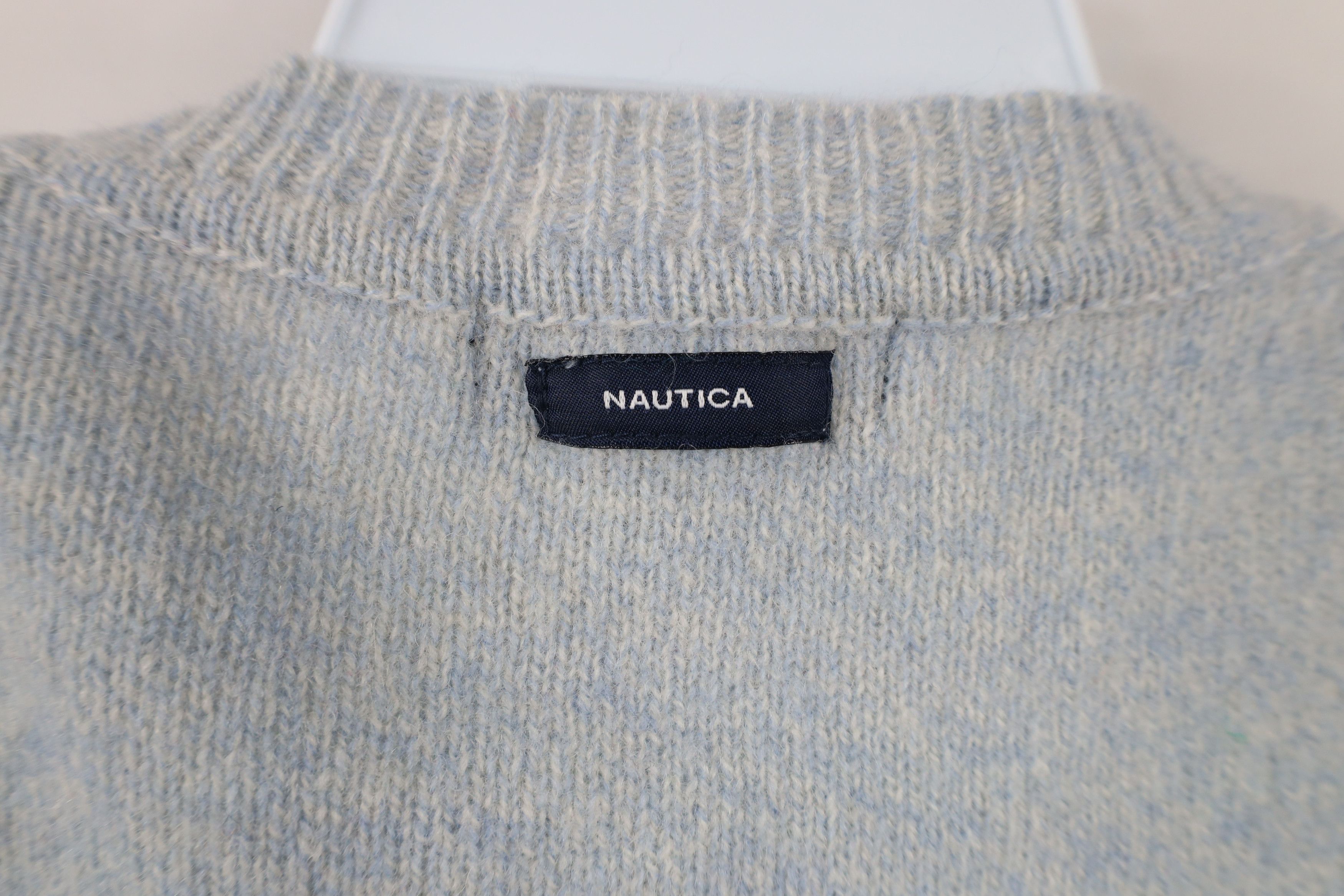 Nautica × Vintage Vintage 90s Nautica Wool Knit V-Neck Sweater Vest Light Blue Size US L / EU 52-54 / 3 - 6 Thumbnail