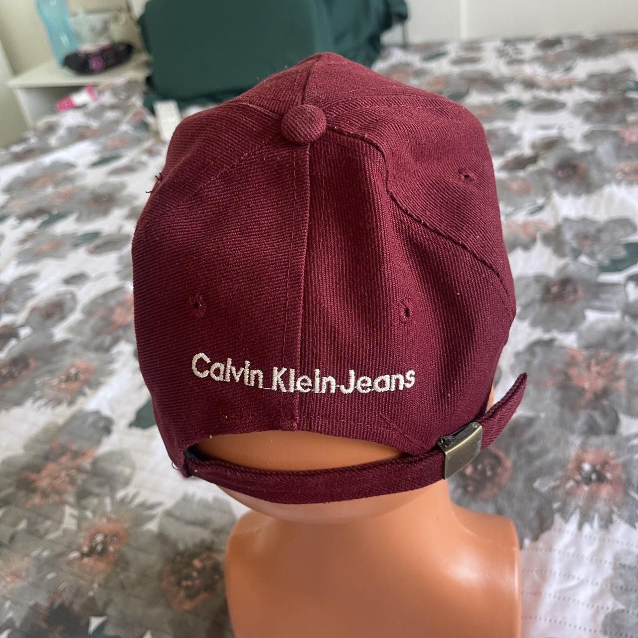 Calvin Klein Vintage Calvin Klein Spellout Logo hat Cap Burgundy Size ONE SIZE - 4 Thumbnail
