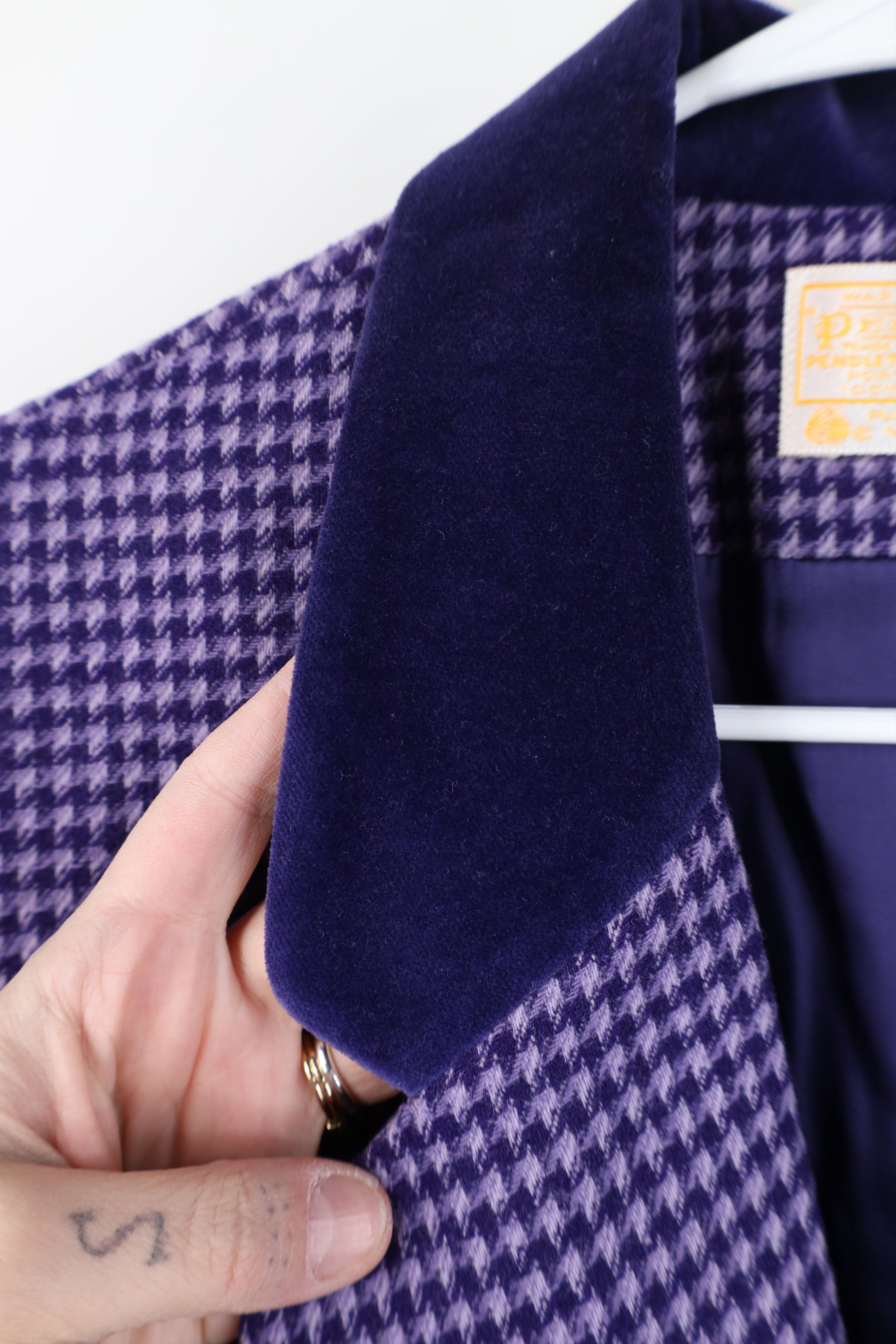Pendleton Vintage 90s Pendleton Wool Blazer Jacket Purple Houndstooth Size XL / US 12-14 / IT 48-50 - 6 Thumbnail