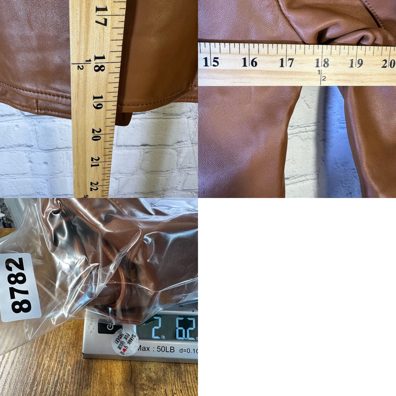 Quince Quince Womens Leather Motorcycle Jacket Small Dark Cognac Brown Bike Size S / US 4 / IT 40 - 8 Thumbnail