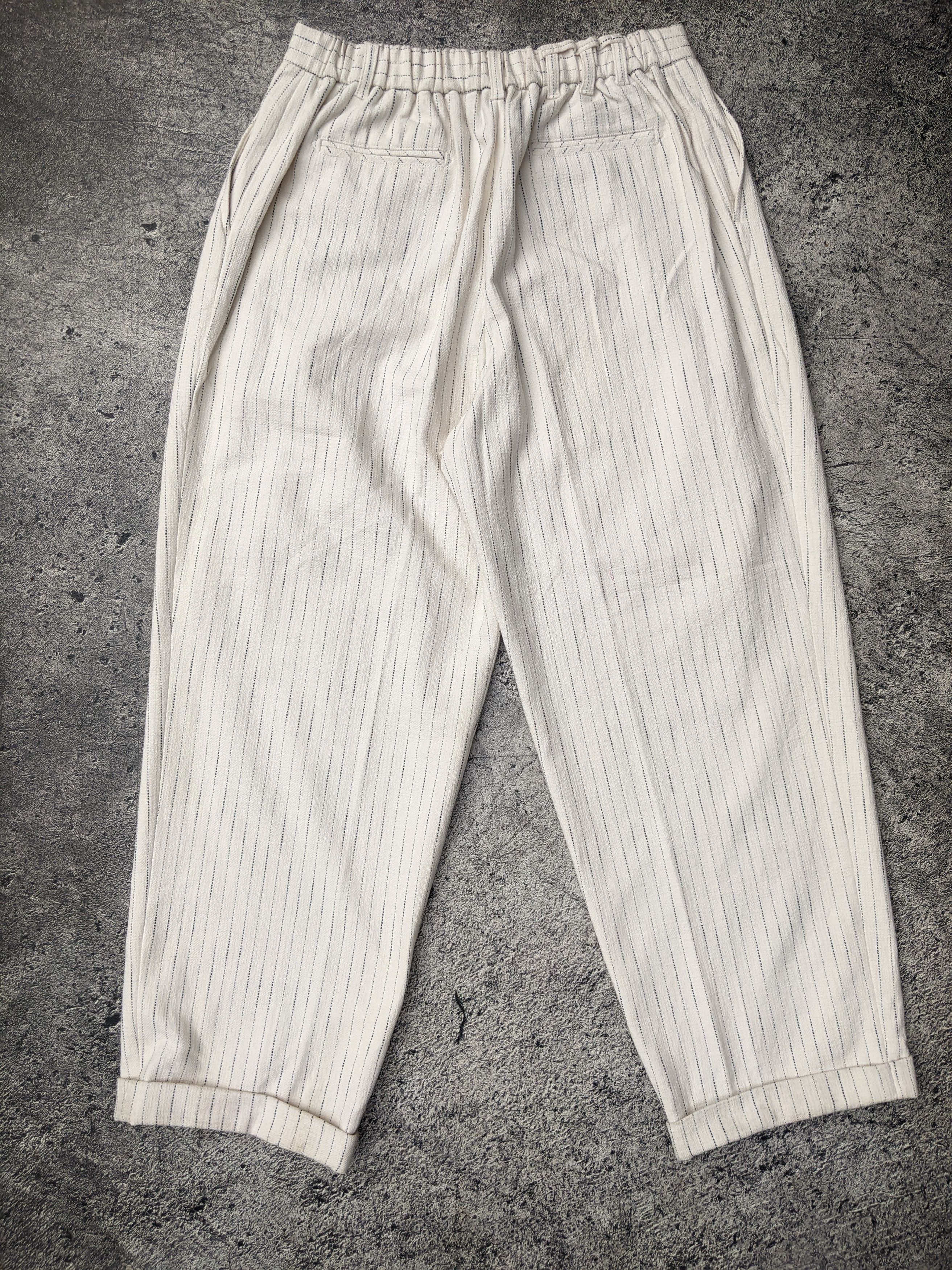 Japanese Brand EENK European Fabric Pin Stripe Pleated Plants Size 30" / US 8 / IT 44 - 3 Thumbnail