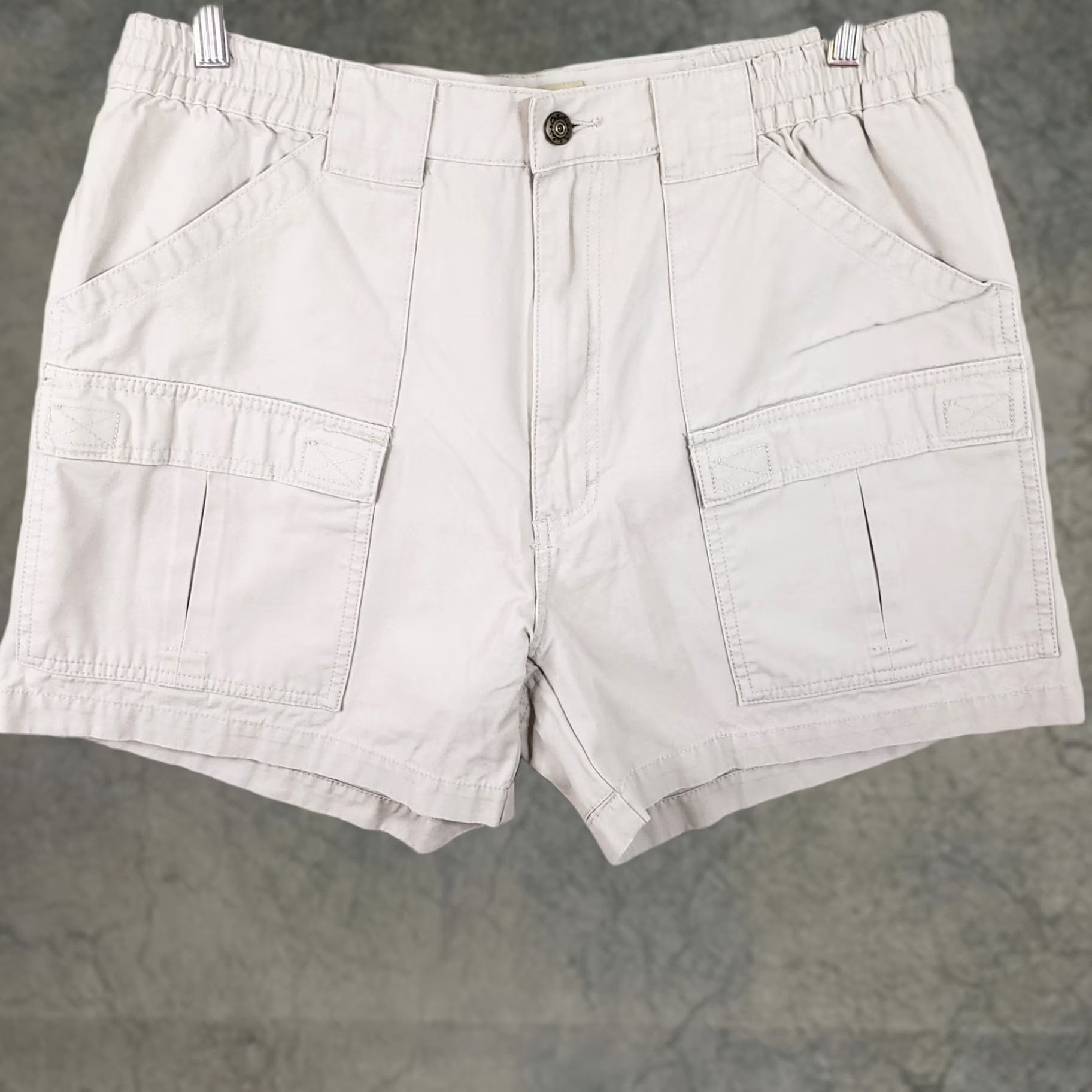 Vintage Cabela's Cargo Shorts 2 Pair Beige Elastic Waist 38x5 Men Cotton Canvas Flat Front Zip Pockets Casual Outdoor Size US 38 / EU 54 - 1 Thumbnail