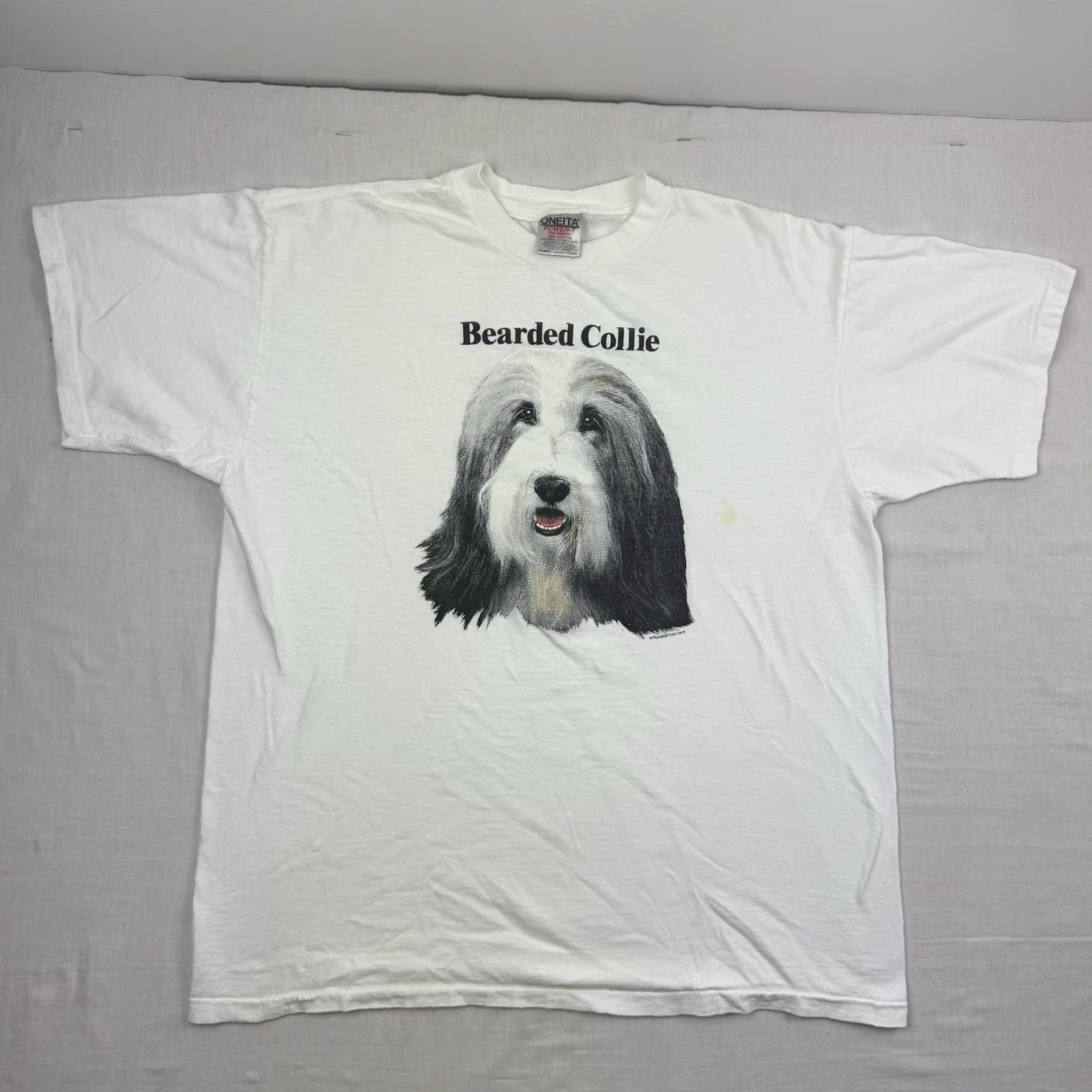 Vintage VINTAGE Bearded Collie Dog T-Shirt Adult XL White Graphic Print 90s Funny Mens XL Size US XL / EU 56 / 4 - 2 Thumbnail