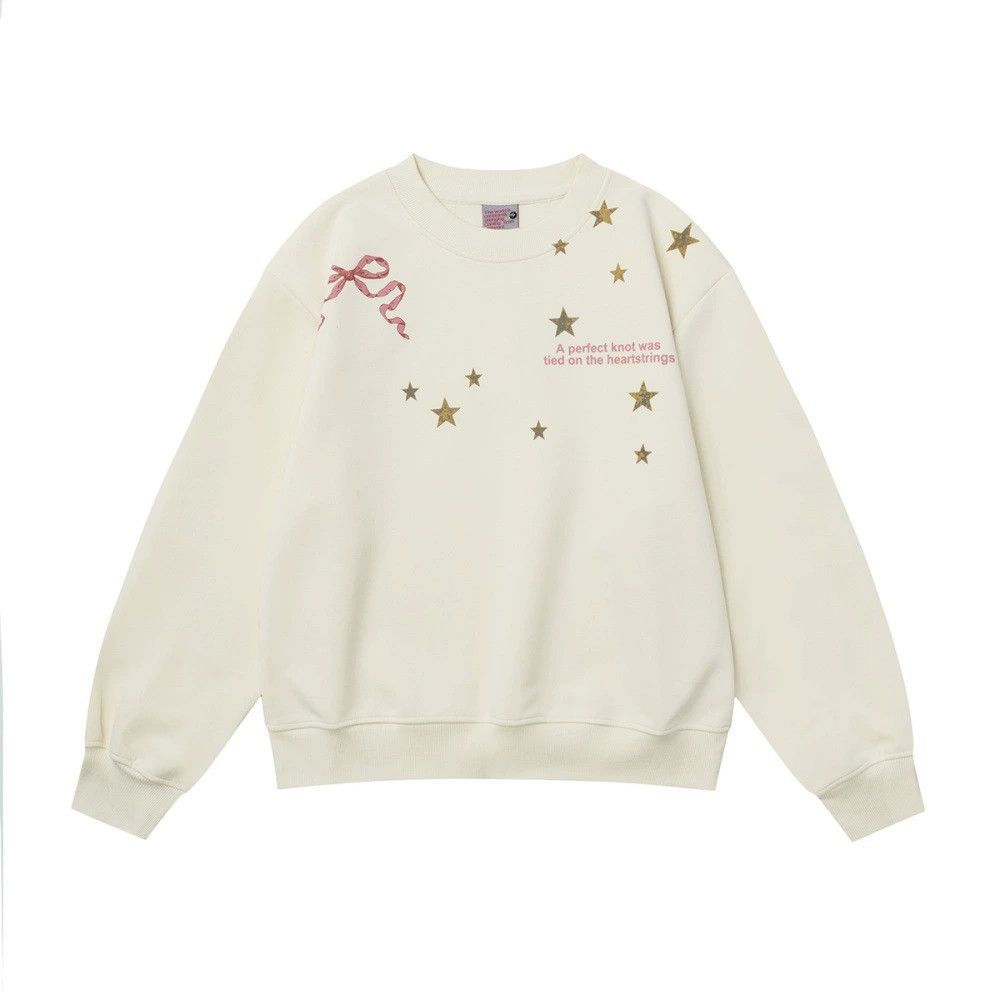 Vintage Street retro bow star print loose casual sweatshirt y2k Size US M / EU 48-50 / 2 - 2 Thumbnail