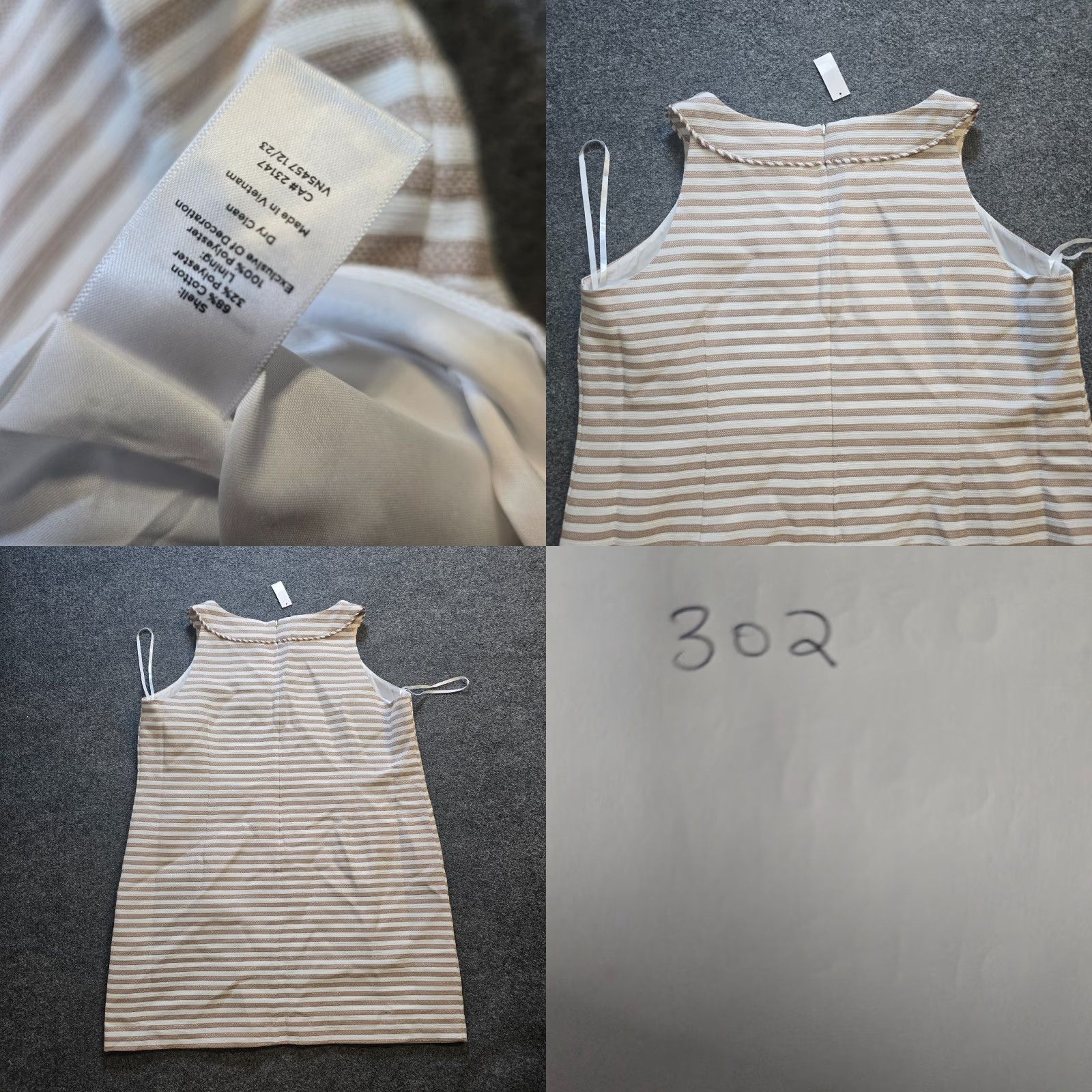 Talbots Talbots Dress Women 20W Beige White Striped Sheath V Neck Classic Career Size 3XL / US 20-22 - 8 Thumbnail
