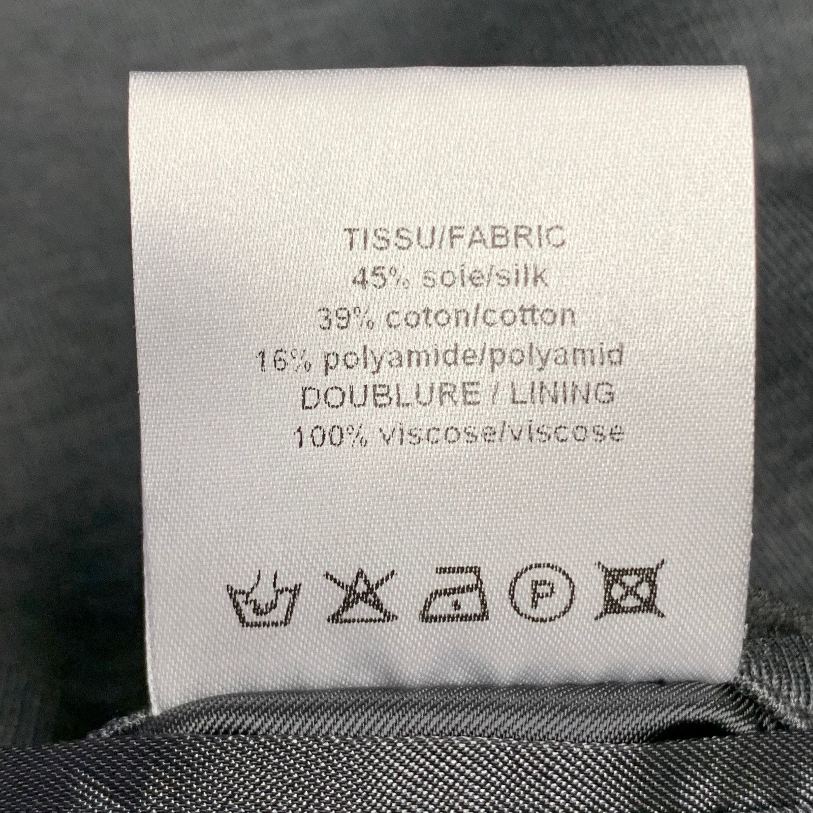 Size M Grey Silk Cotton Blend Snaps Notch Lapel Jacket