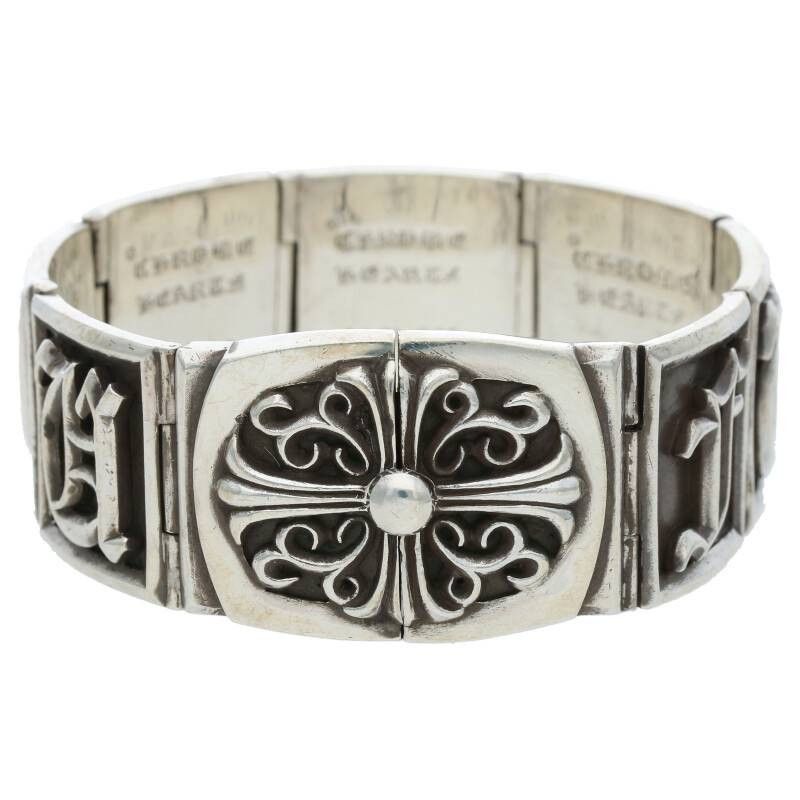 image of Chrome Hearts Plus "fu" Letter Bracelet in Silver, Men's