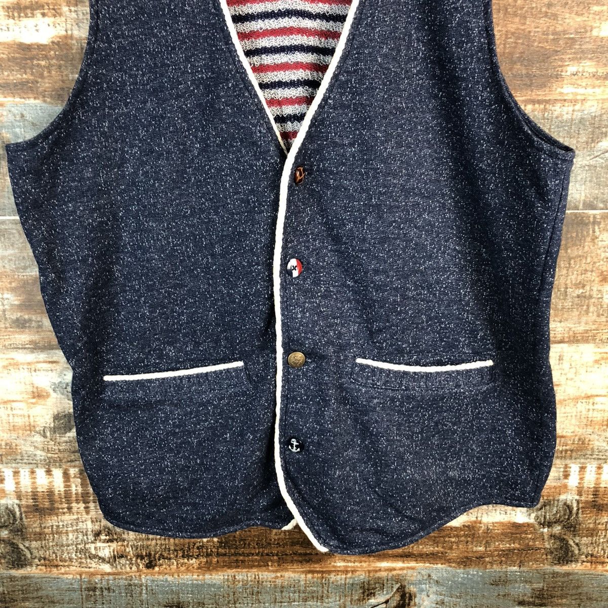 Homespun Knitwear × Japanese Brand × Vintage Pinc Ponc Blue vintage Vest #A1283 Size M / US 6-8 / IT 42-44 - 6 Thumbnail