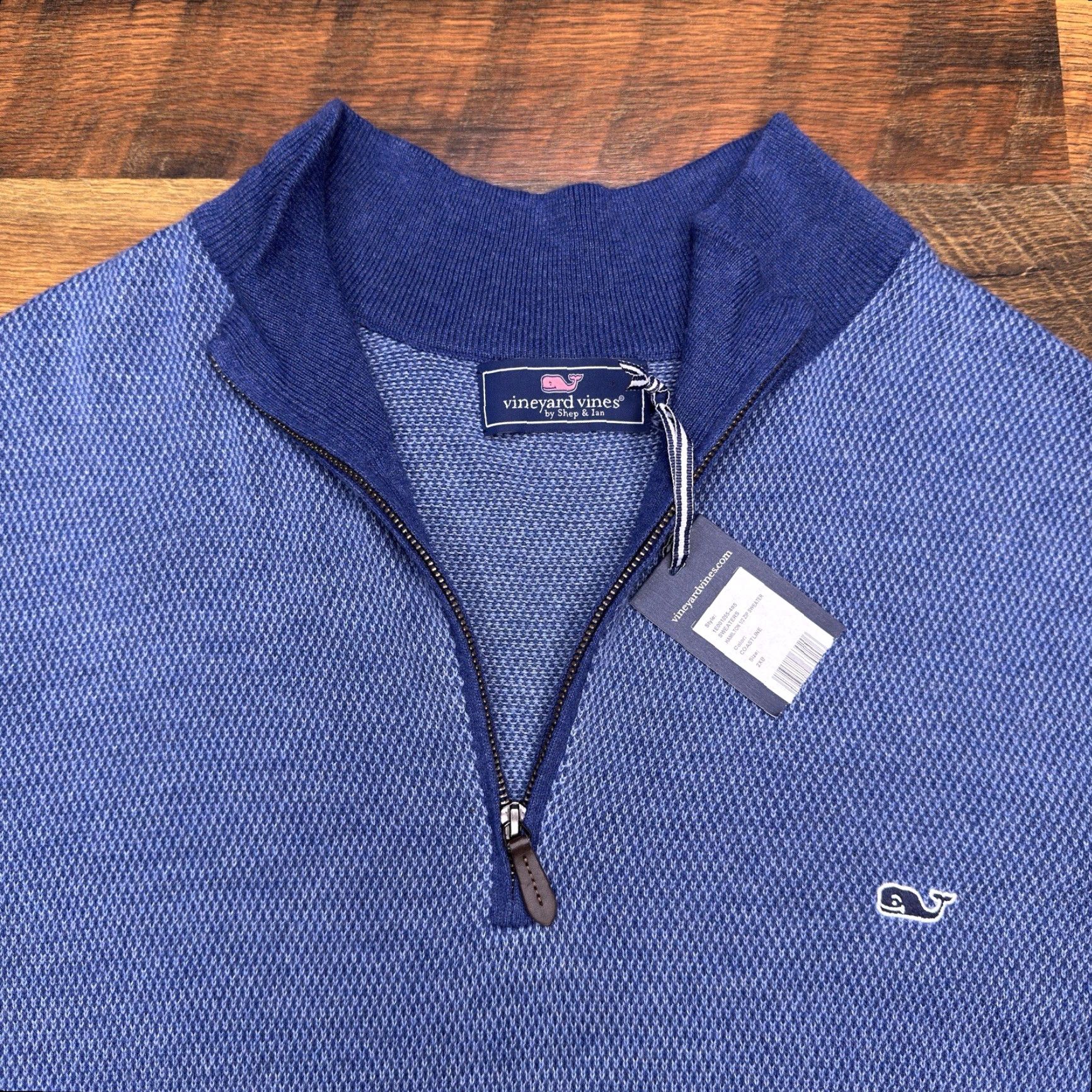 Vineyard Vines Vineyard Vines Sweater 1/2 Zip Mens Big 2X Blue Mock Neck Embroidered Logo Zipper Knit Pullover Regular Style Casual Winter Fall Spring Size US XXL / EU 58 / 5 - 4 Thumbnail