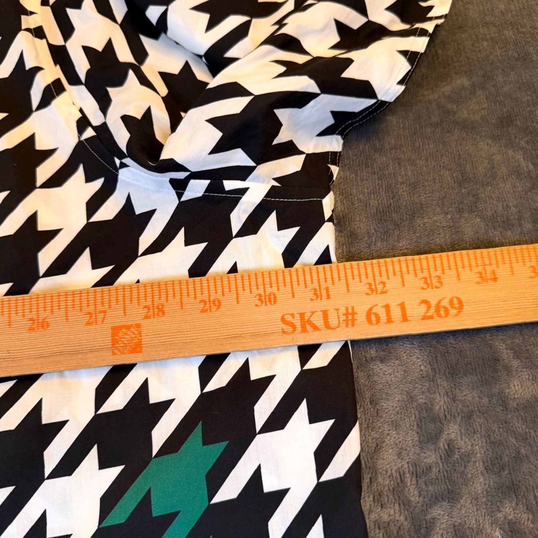 Murano Murano Button-Down Shirt Big 4X Mens Houndstooth Black White Green Geometric Breathing Cotton Button-Up Long Sleeve Collared 4XB NWT Size US XXL / EU 58 / 5 - 7 Thumbnail