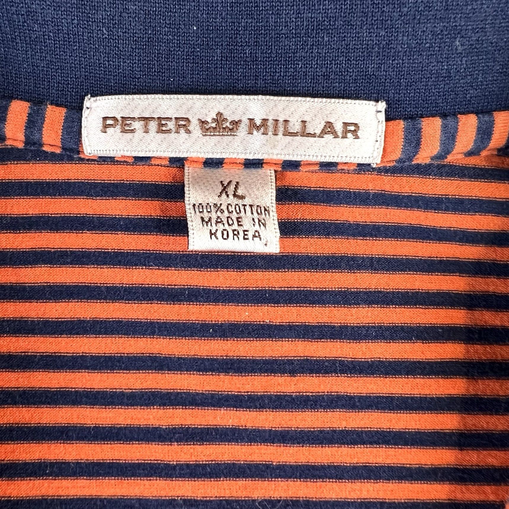 Peter Millar VINTAGE Peter Millar Polo Shirt Men’s XL Orange Blue Striped Casual Mens XL Blue Striped Polo Shirt Size US XL / EU 56 / 4 - 3 Thumbnail
