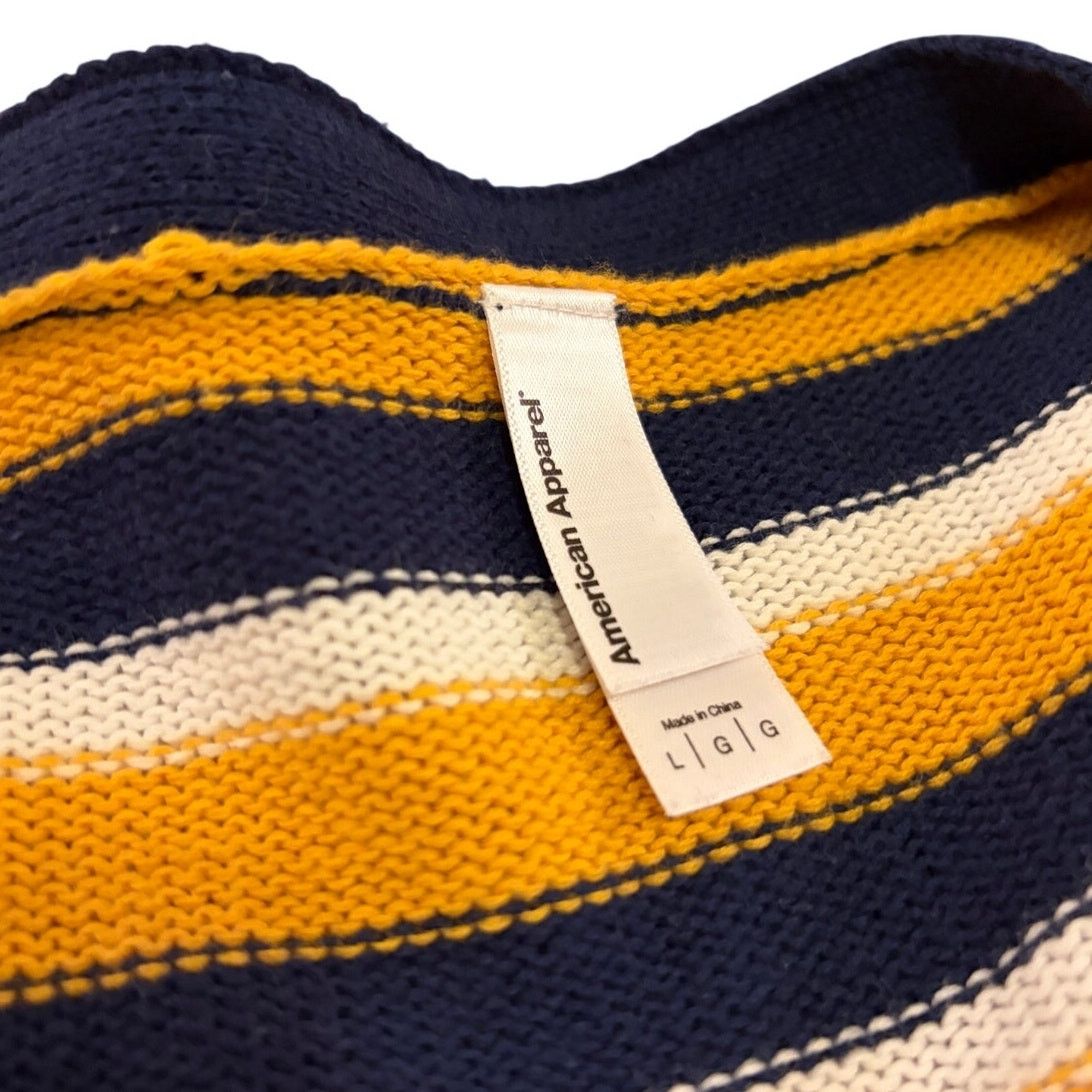 American Apparel American Apparel V Neck Yellow and Navy Striped Cardigan Size US L / EU 52-54 / 3 - 2 Thumbnail