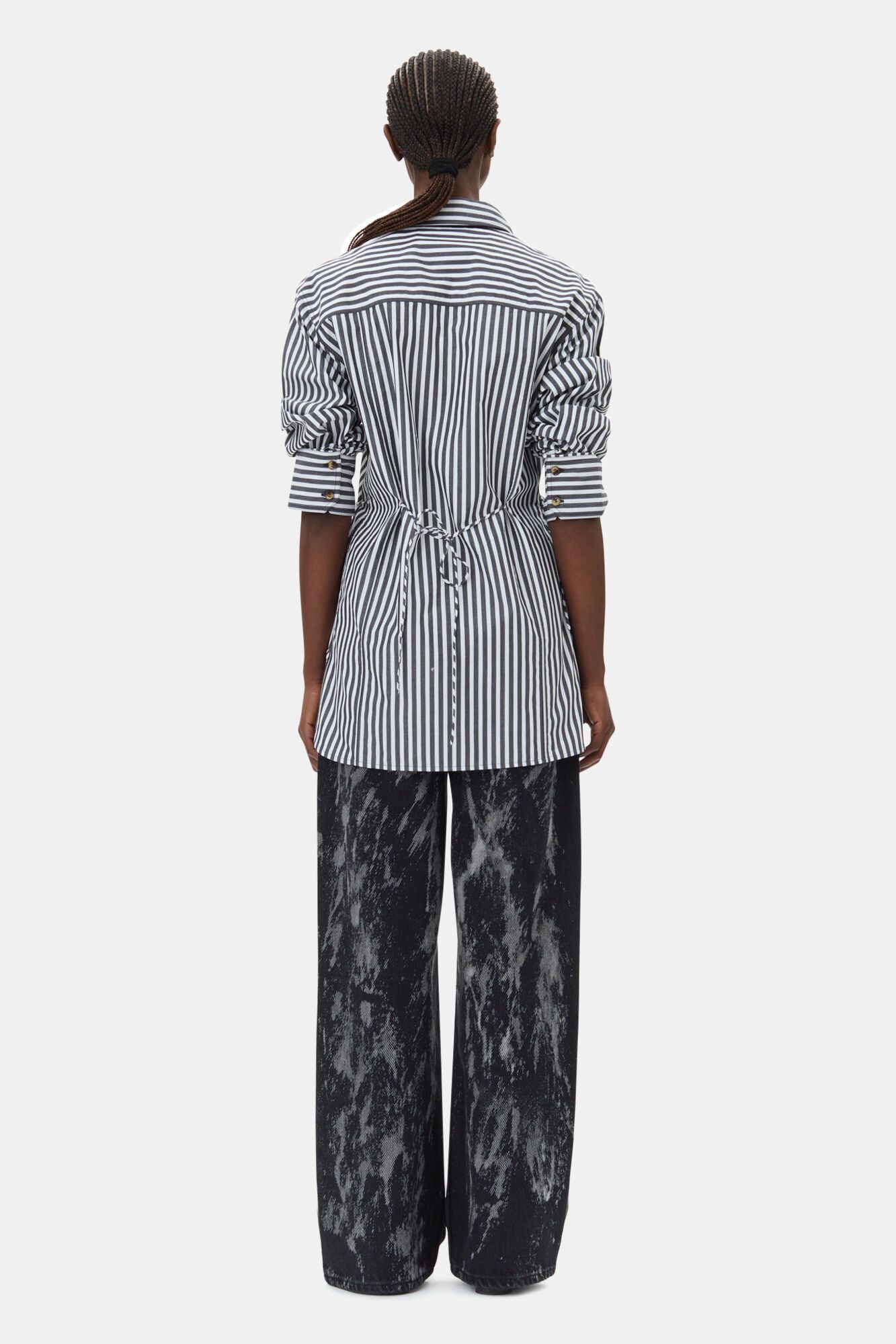 Ganni o1s22i1n0525 Oversized Striped Shirt in Black/White Size XS / US 0-2 / IT 36-38 - 6 Thumbnail