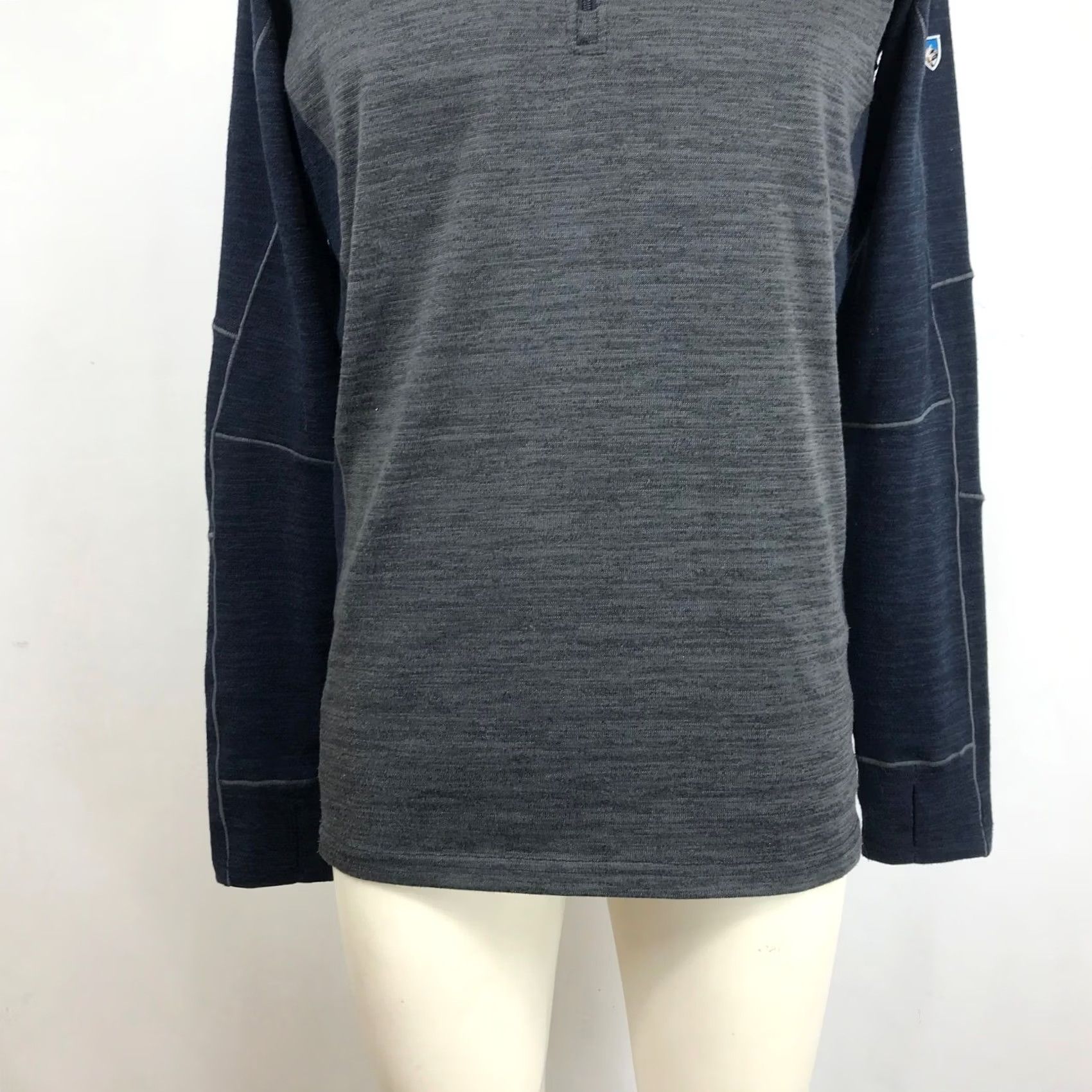 Vintage Kuhl Mens Quarter Zip Fleece Pullover Navy Grey Heathered Mock Neck Medium Size US M / EU 48-50 / 2 - 3 Thumbnail