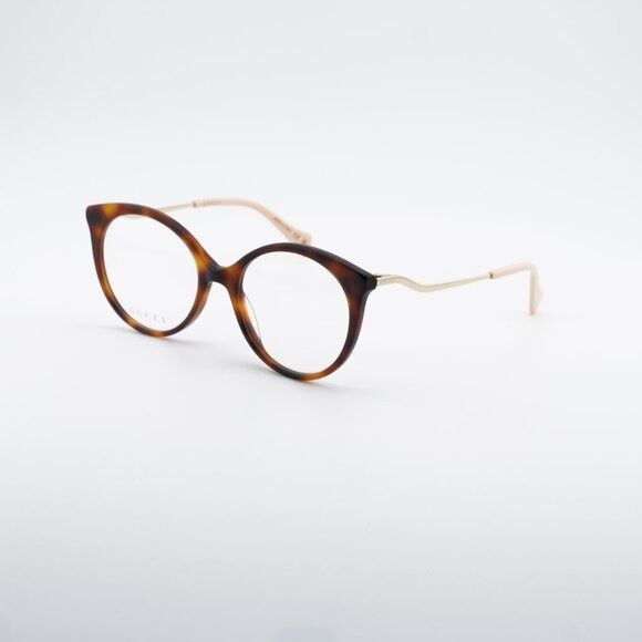 Gucci Gucci GG1009O 001 Eyeglasses Havana/Gold 52mm Round Frame Size ONE SIZE - 11 Thumbnail