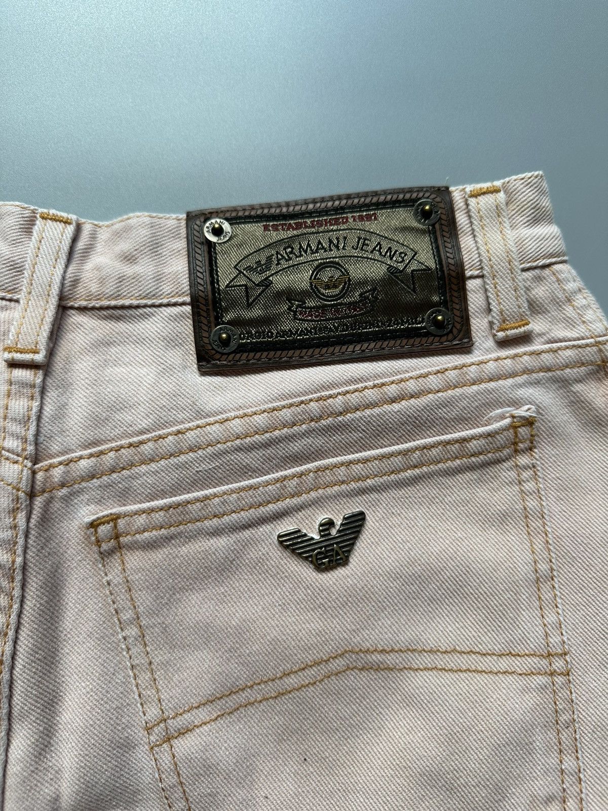 Armani Vintage ARMANI Jeans 90s Washed Denim Peach Colour Size 32 Size US 32 / EU 48 - 5 Thumbnail
