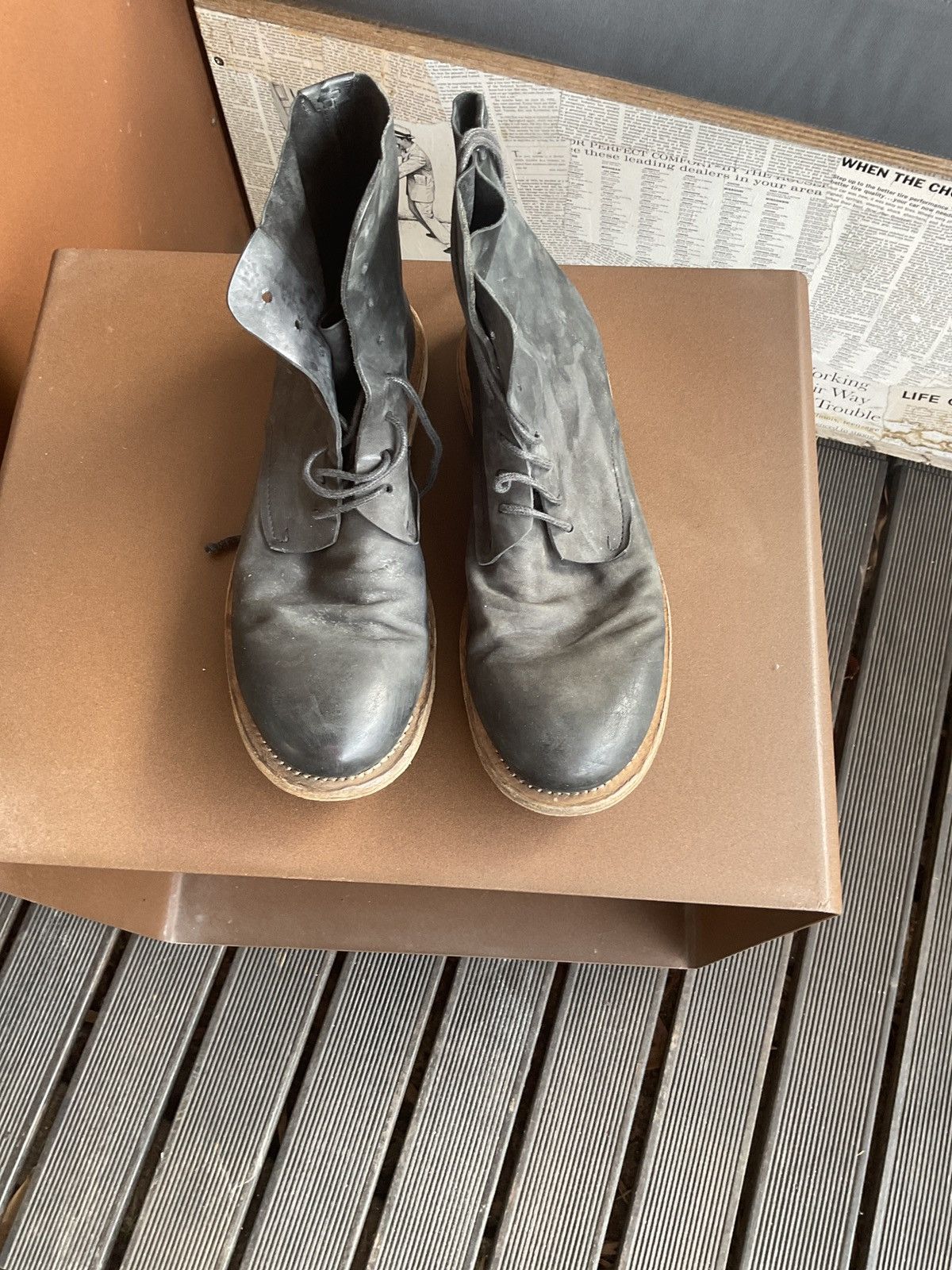 image of Marsell Soft Leather High Lace Up Boots in Black, Men's (Size 11)
