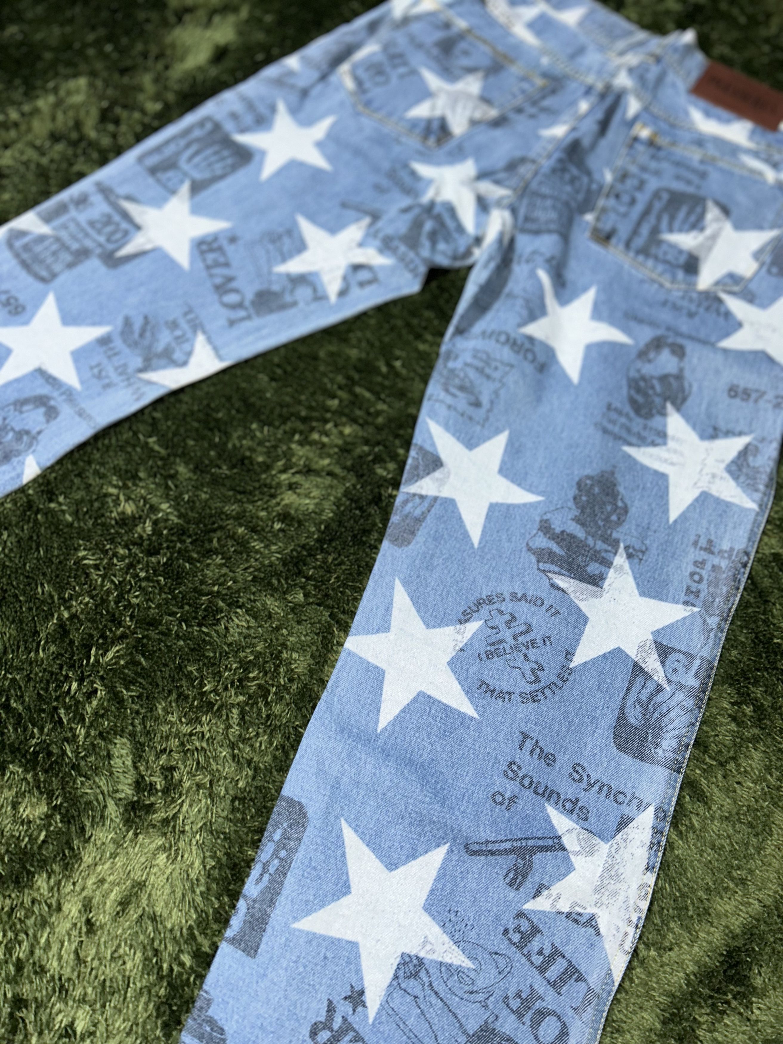 Pleasures [32] pleasures star printed denim pants light indigo Size US 32 / EU 48 - 8 Thumbnail
