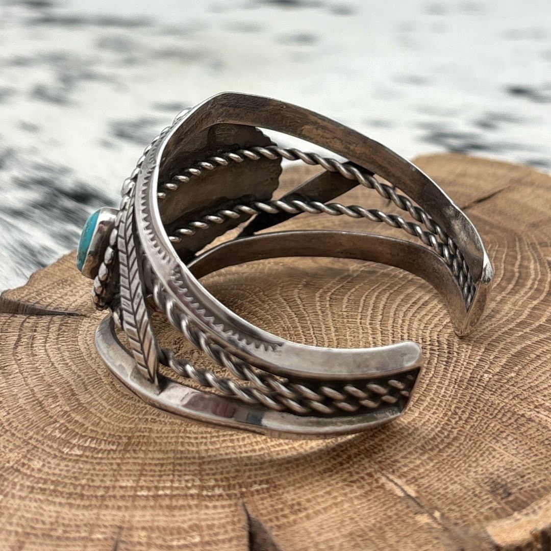 Native 1960s Native American NAVAJO Silver Turquoise Cuff Bracelet Size ONE SIZE - 3 Thumbnail