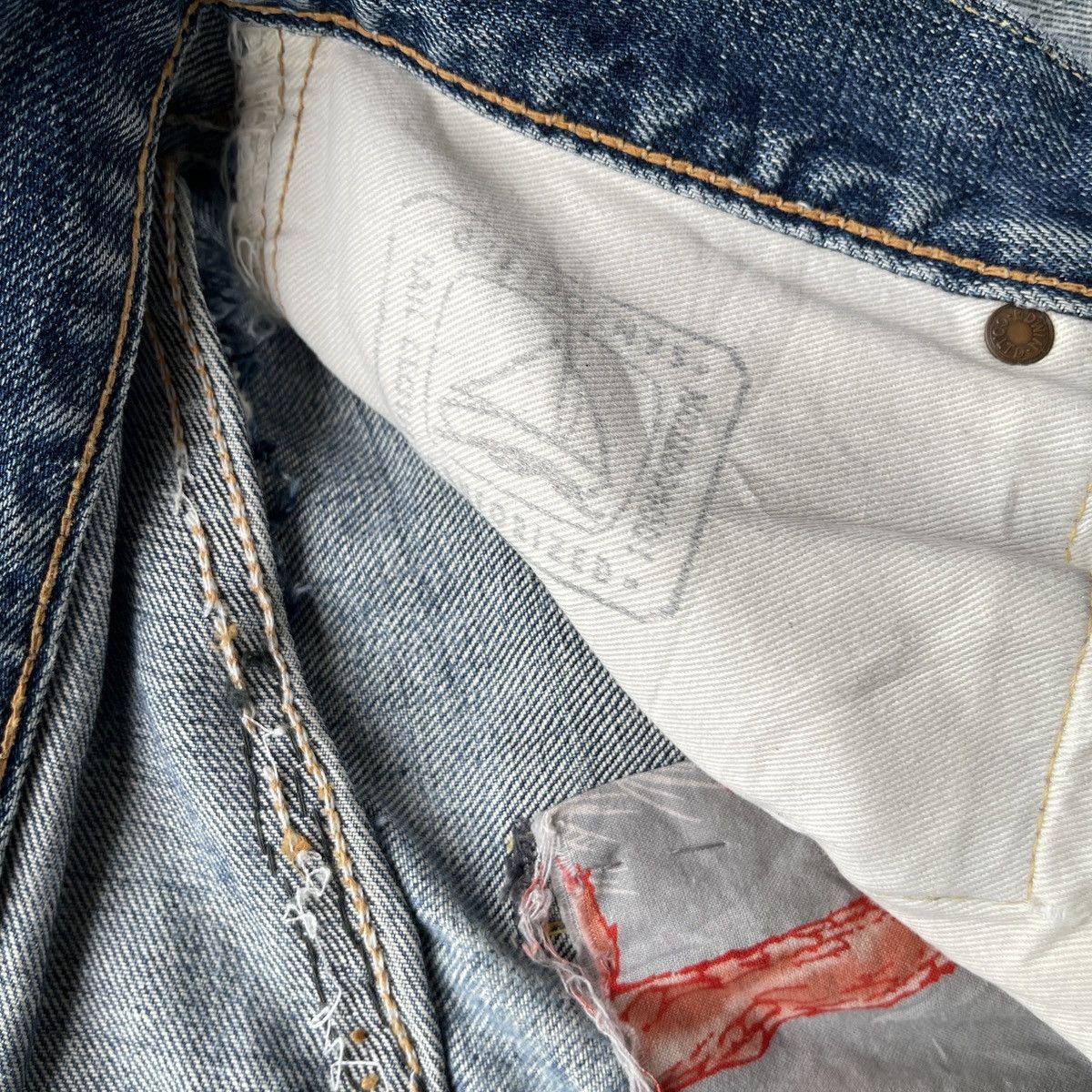 Edwin Thrashed Edwin 505SX Selvedge Crazy Ripped Distressed Denim Size US 30 / EU 46 - 15 Thumbnail