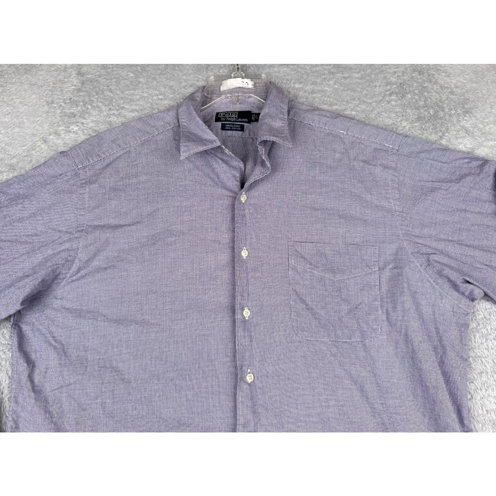 Polo Ralph Lauren VINTAGE Polo Ralph Lauren Shirt Men Large Blue Plaid Button Up Cotton Marlowe Size US L / EU 52-54 / 3 - 6 Thumbnail