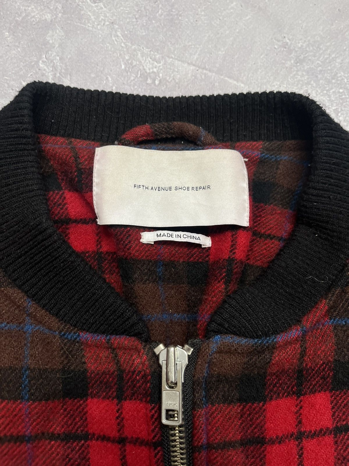 V AVE SHOE REPAIR Fifth Avenue Shoe Repair Bomber Jacket Wool Checkered Plaid Size US L / EU 52-54 / 3 - 9 Thumbnail
