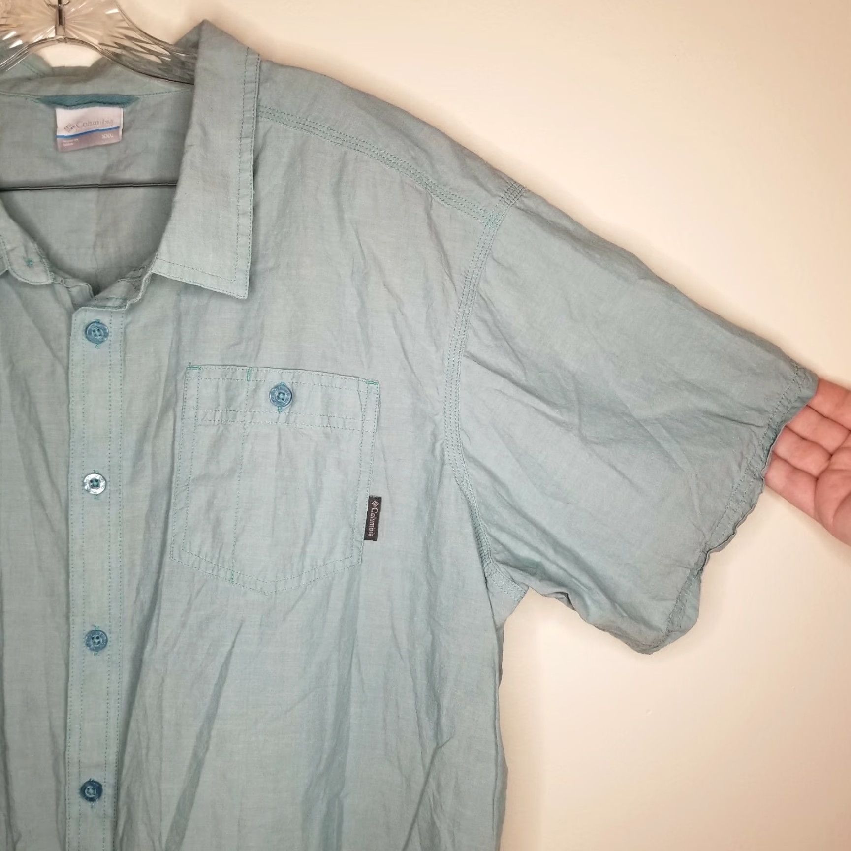 Altea Columbia Shirt Button-Up Short Sleeve 2XL Teal Green Mens Size US 39 - 2 Thumbnail