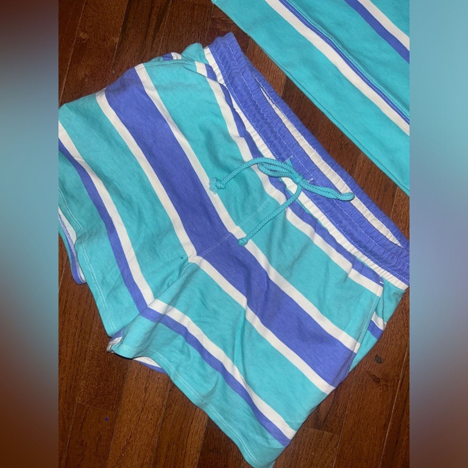 Wildfox NWOT Wildfox Blue and Green Striped Jogger Set $160 MSRP Size 30" / US 8 / IT 44 - 7 Thumbnail
